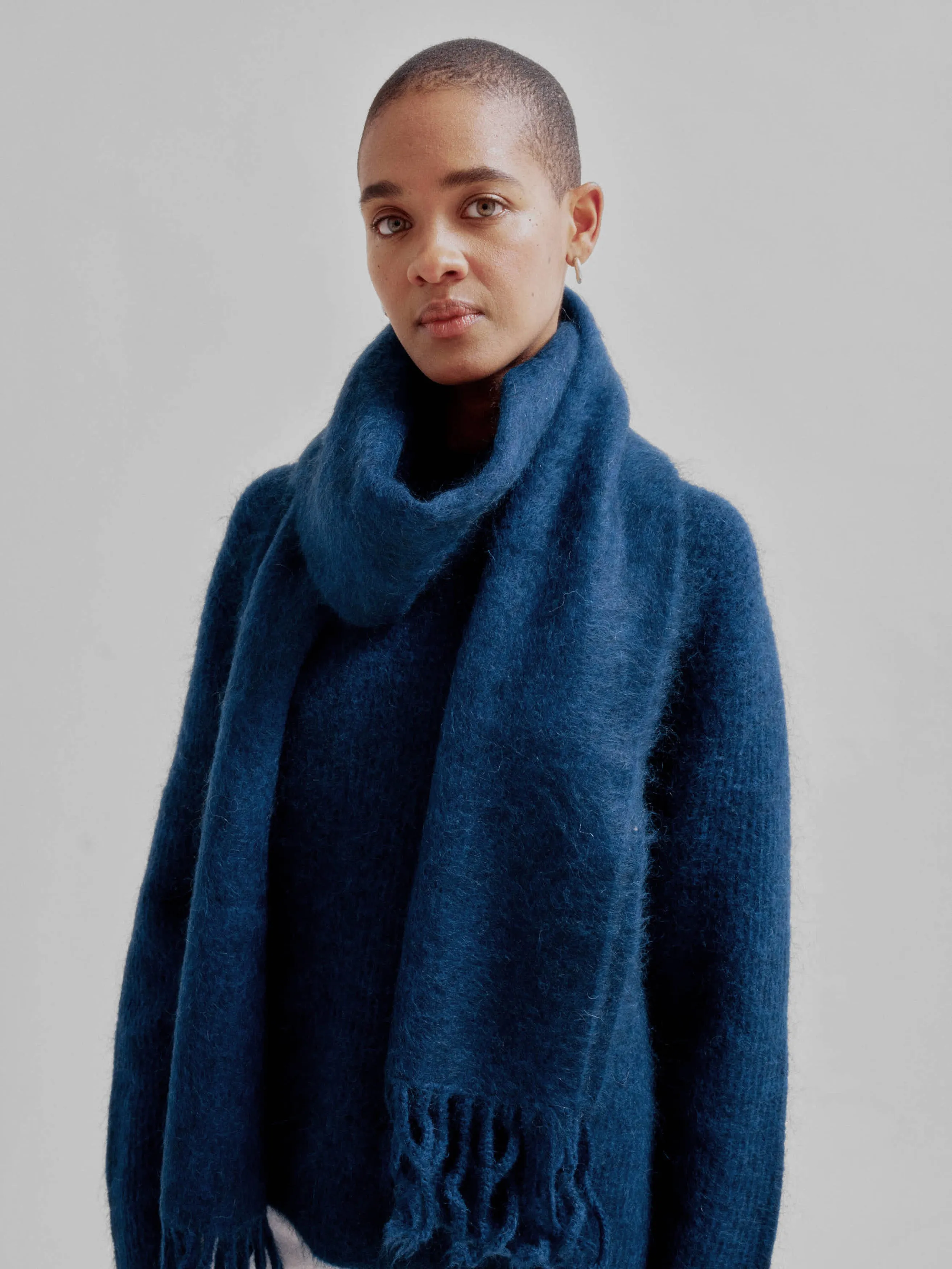 Brushed Mohair Scarf in Midnight Blue sold by Sayaka Davis