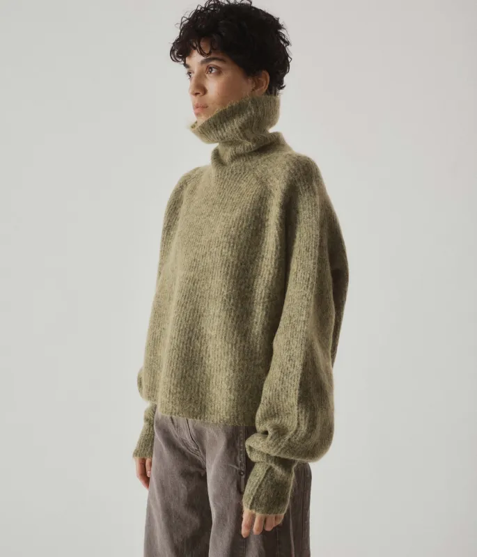 Mohair Highneck in Matcha made by Sayaka Davis