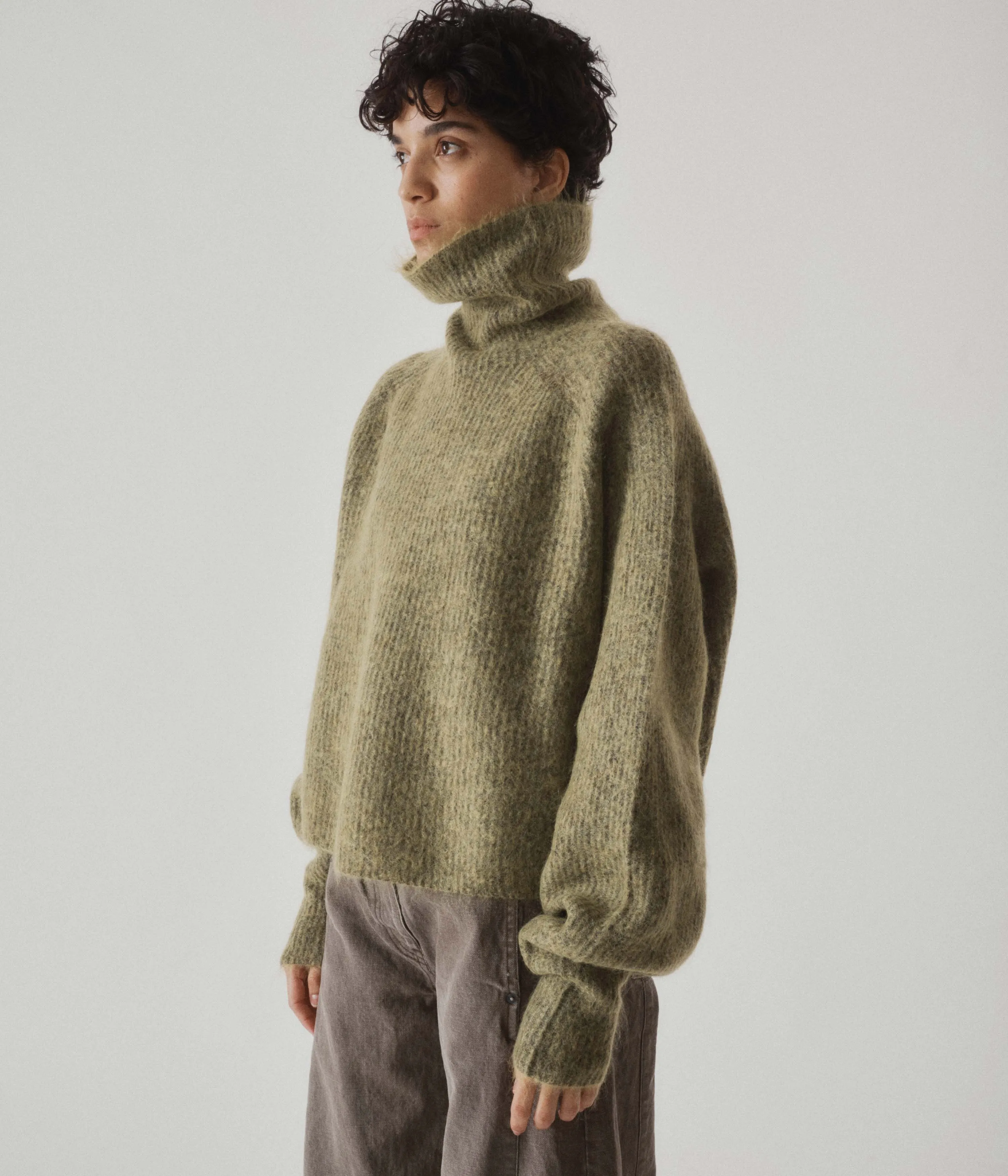 Mohair Highneck in Matcha sold by Sayaka Davis
