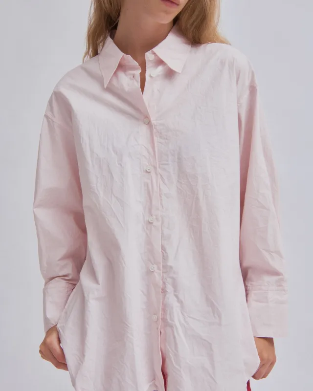 Crinkled Oversized Shirt in Ice Pink sold by Sayaka Davis
