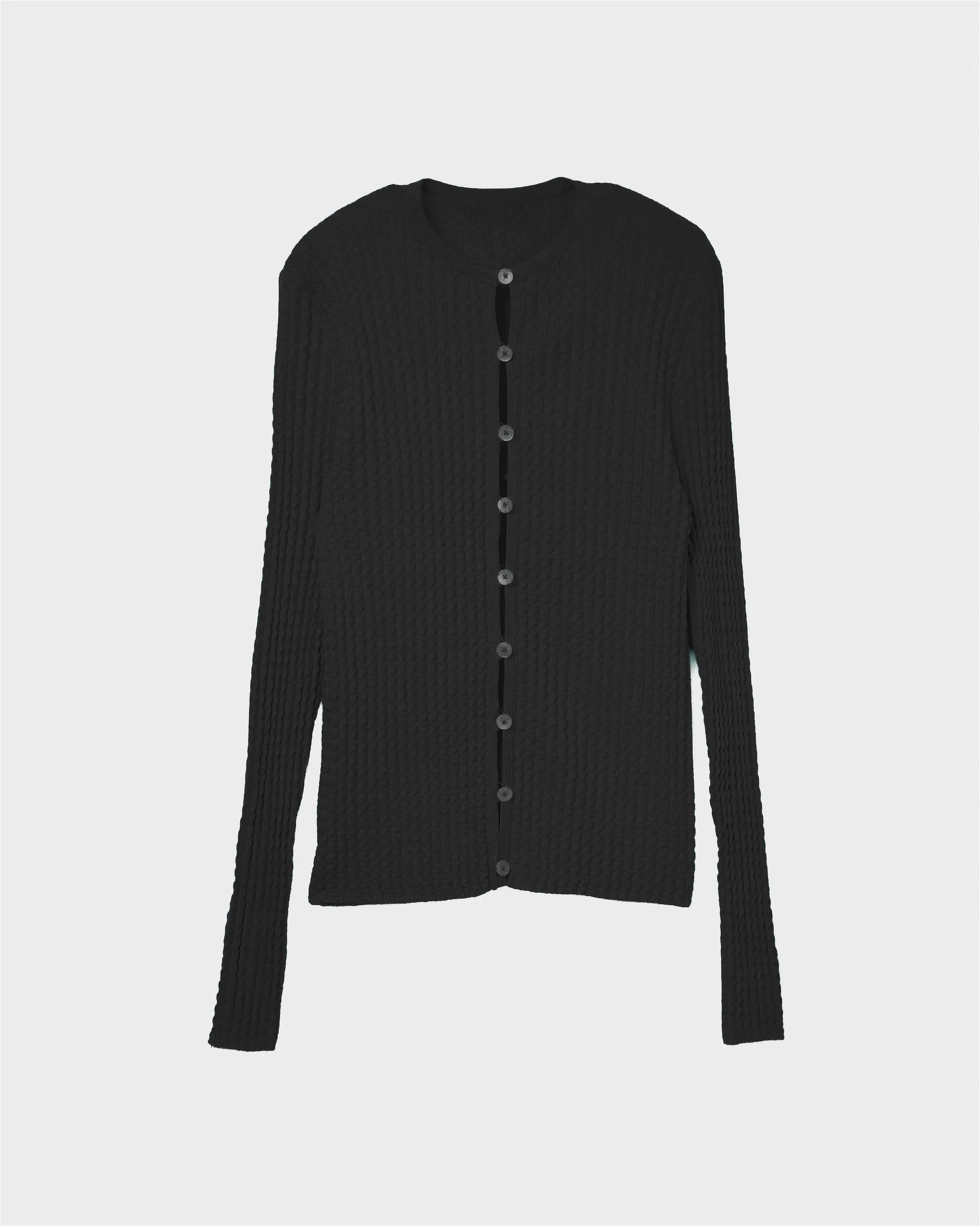 Wavy Rib Cardigan in Black sold by Sayaka Davis