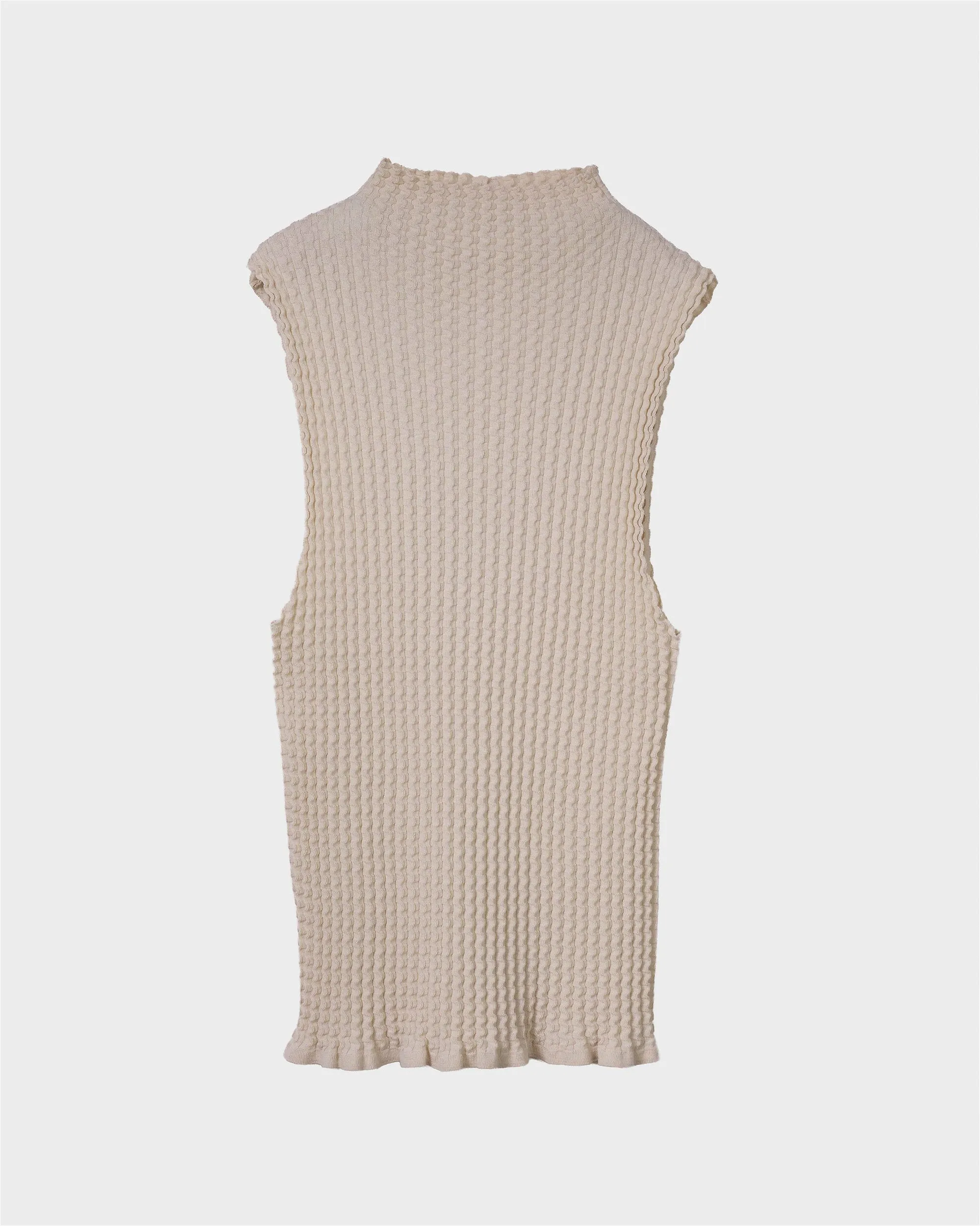 Wavy Rib Mockneck Tank in Light Beige sold by Sayaka Davis
