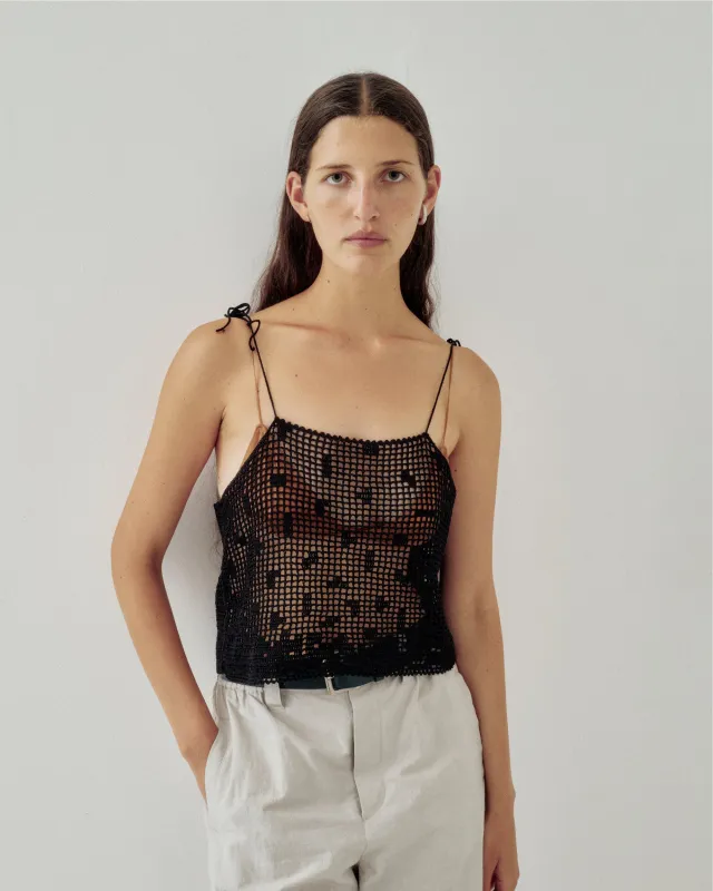 Crochet Camisole in Black made by Sayaka Davis