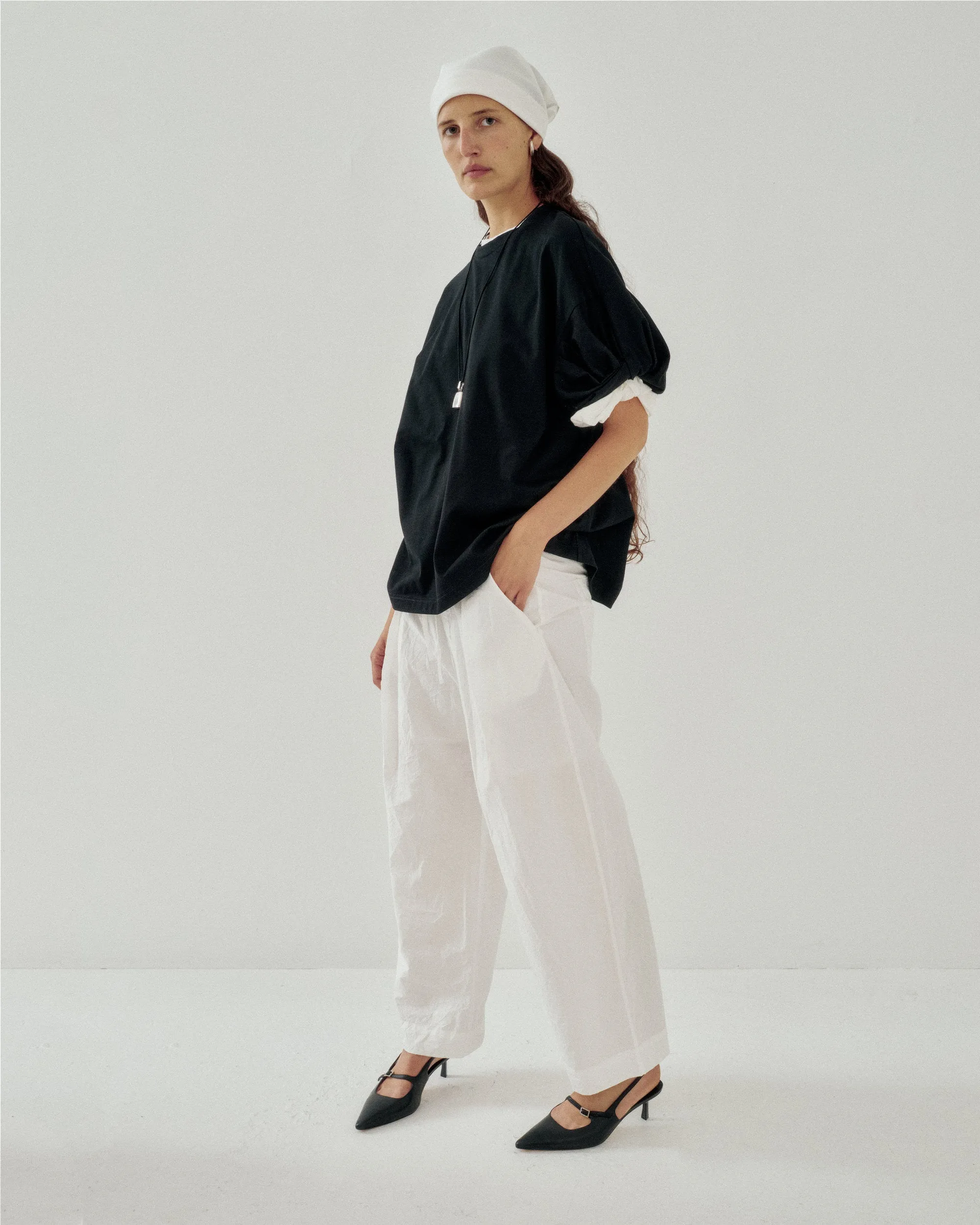 Tucked Pull-on Pants in White sold by Sayaka Davis product image thumbnail 4