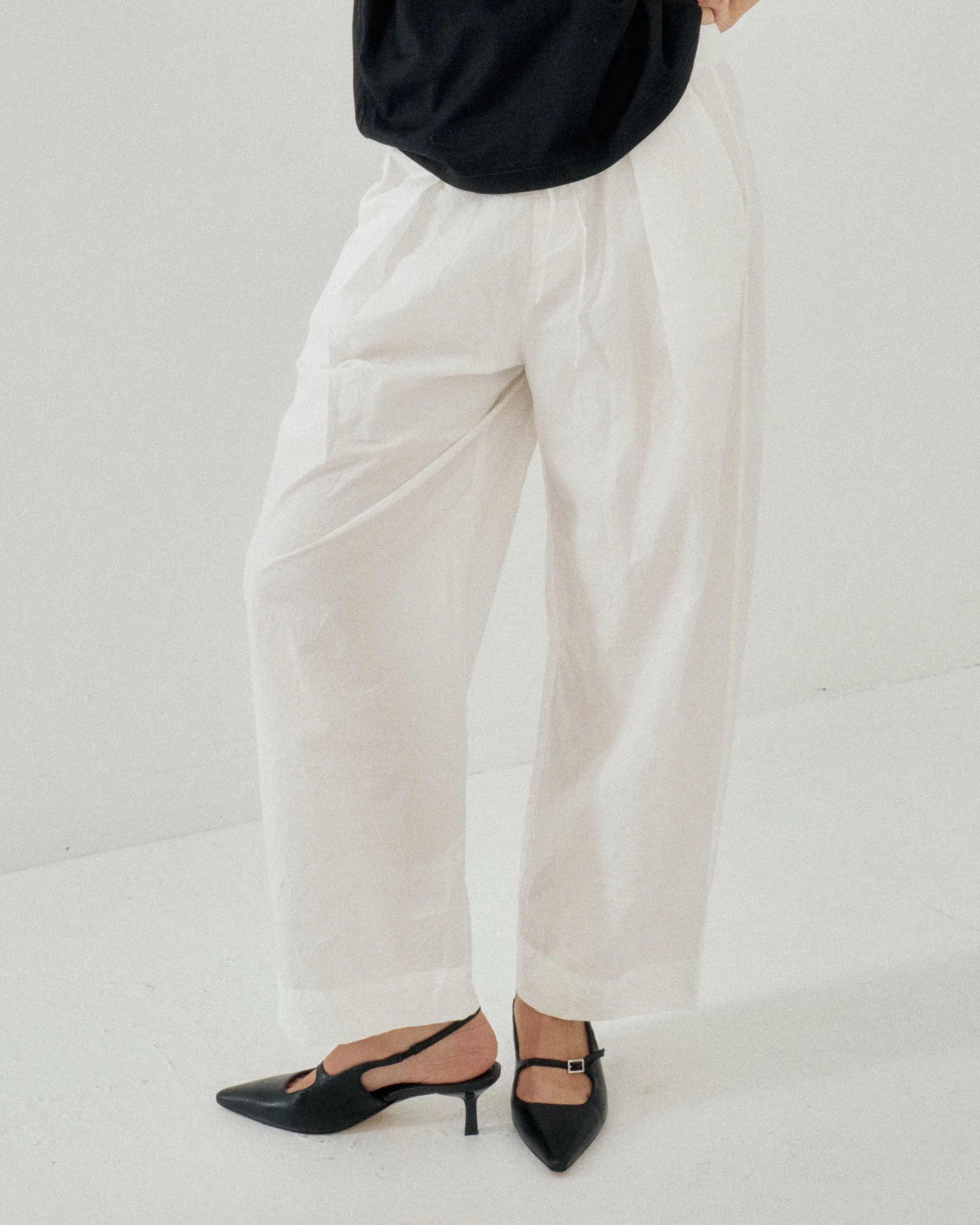 Tucked Pull-on Pants in White sold by Sayaka Davis