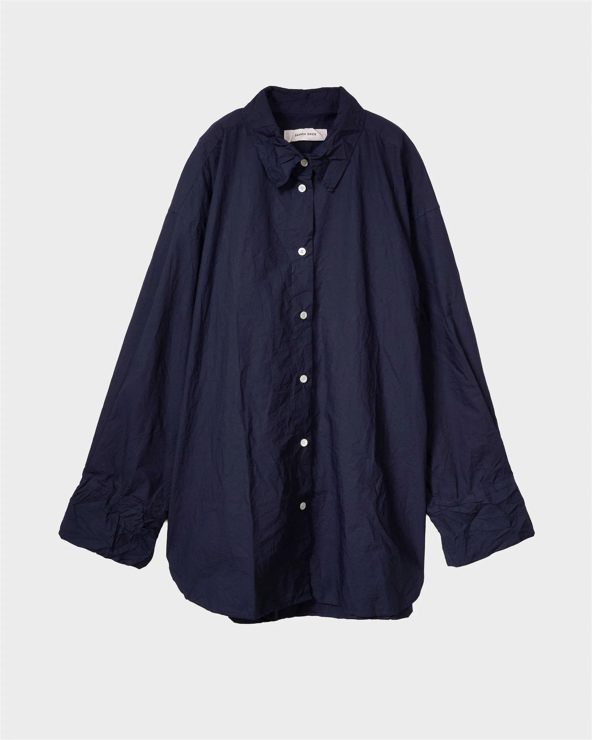 Crinkled Oversized Shirt in Navy sold by Sayaka Davis