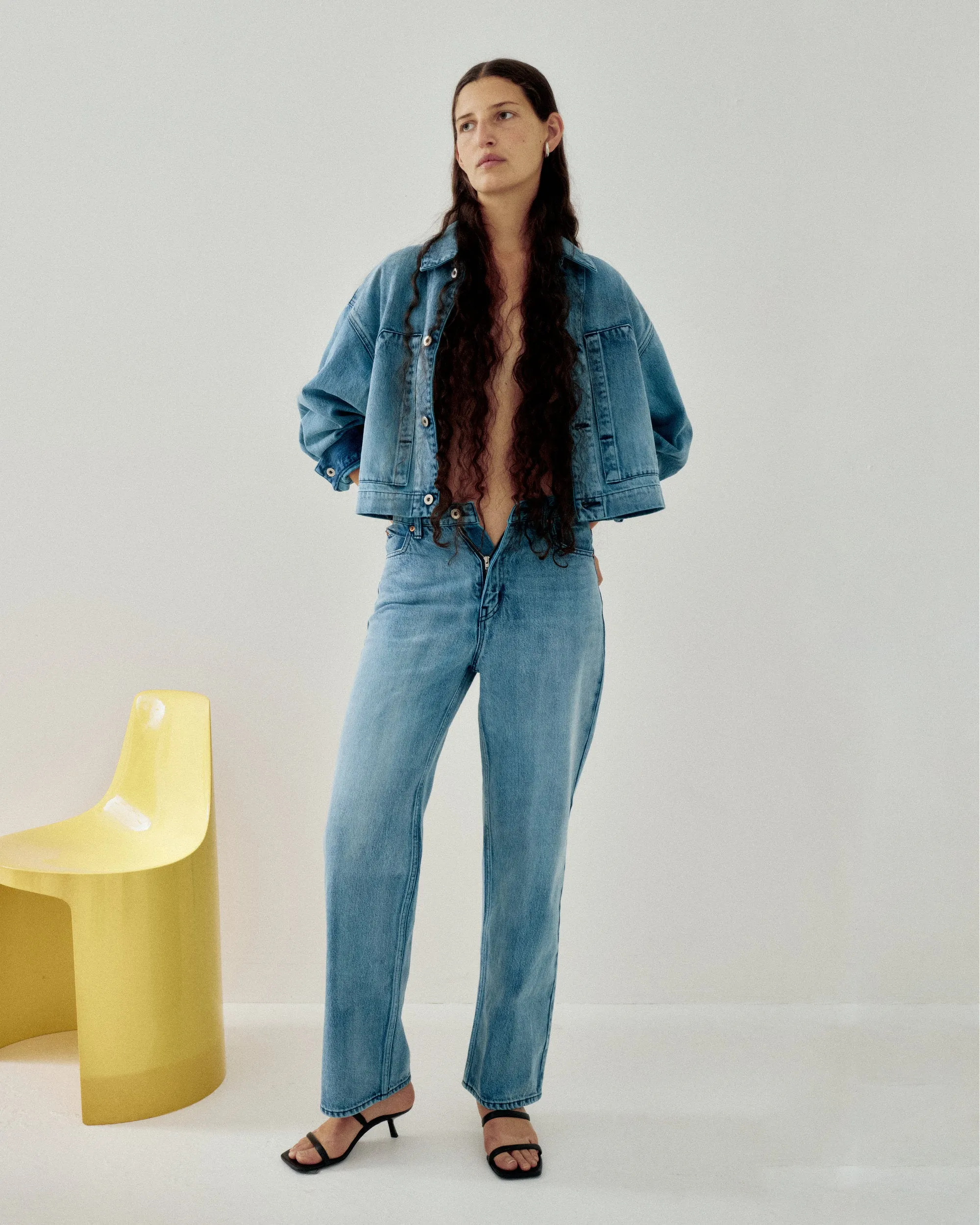 CROPPED JACKET IN AQUA sold by Sayaka Davis product image thumbnail 3