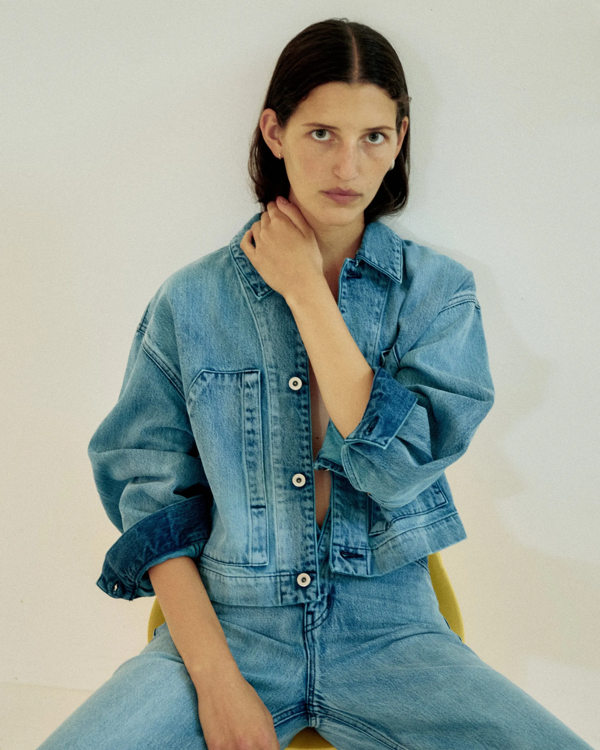 CROPPED JACKET IN AQUA sold by Sayaka Davis