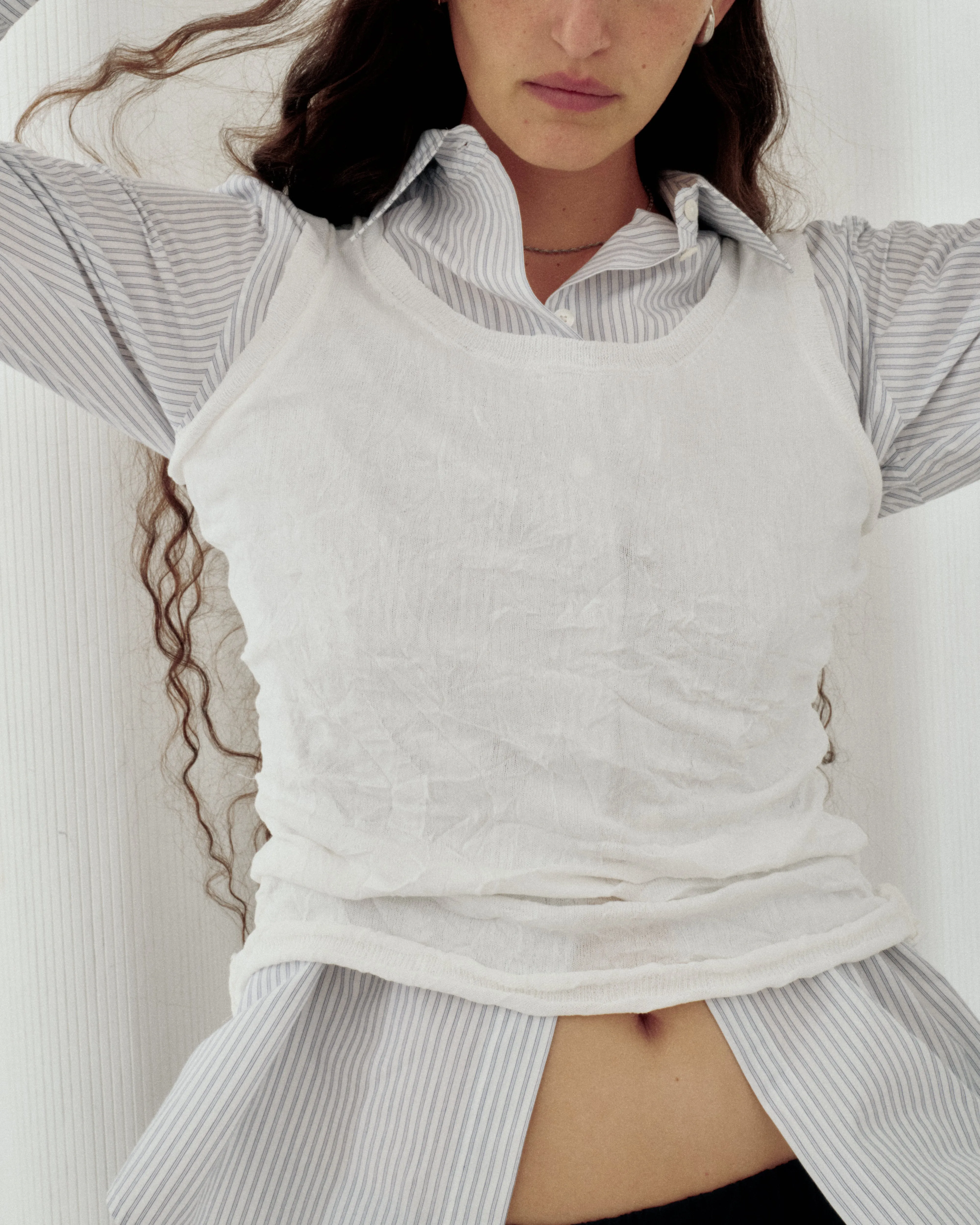 CRINKLED KNIT TANK IN WHITE sold by Sayaka Davis product image thumbnail 3