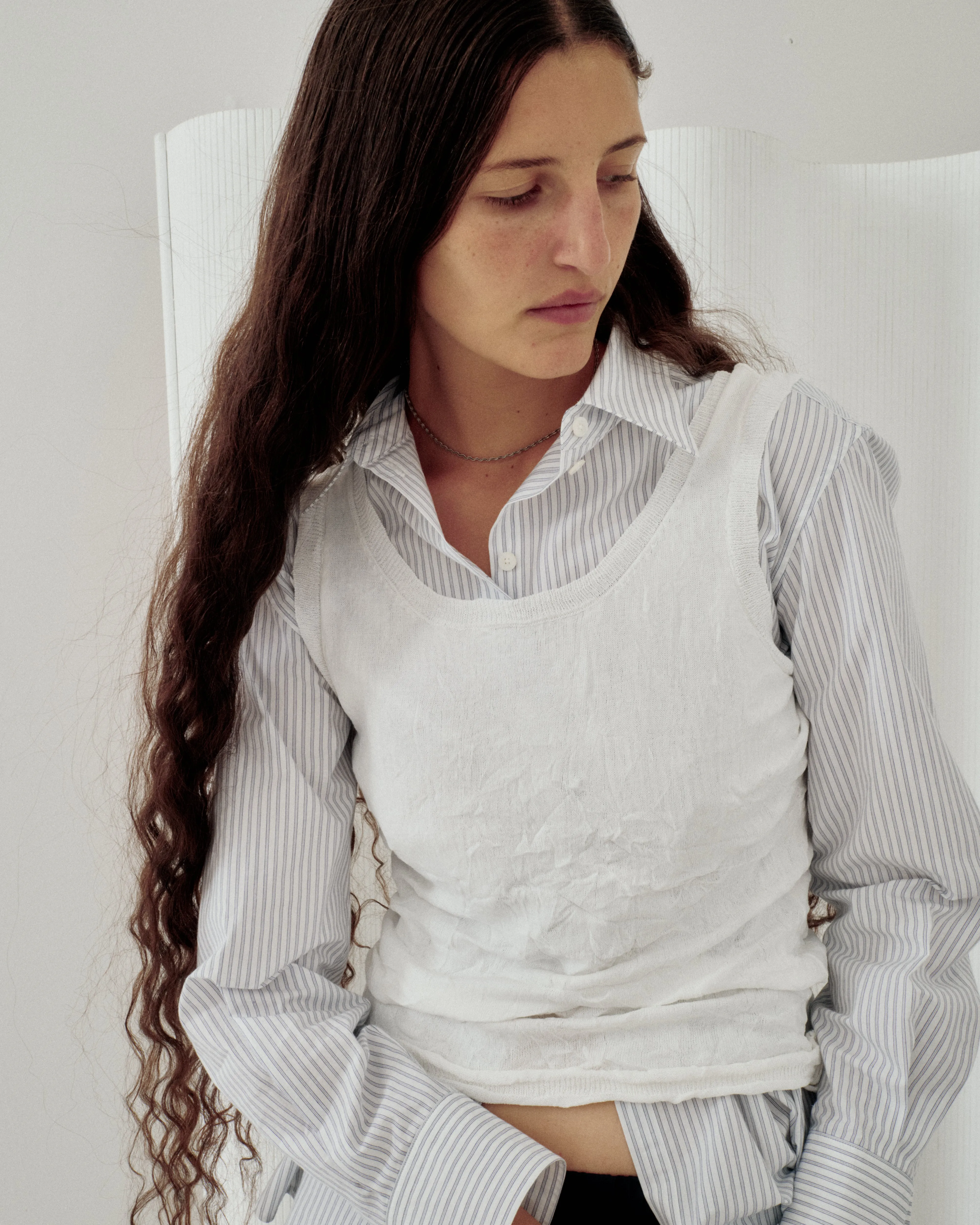 CRINKLED KNIT TANK IN WHITE sold by Sayaka Davis product image thumbnail 2
