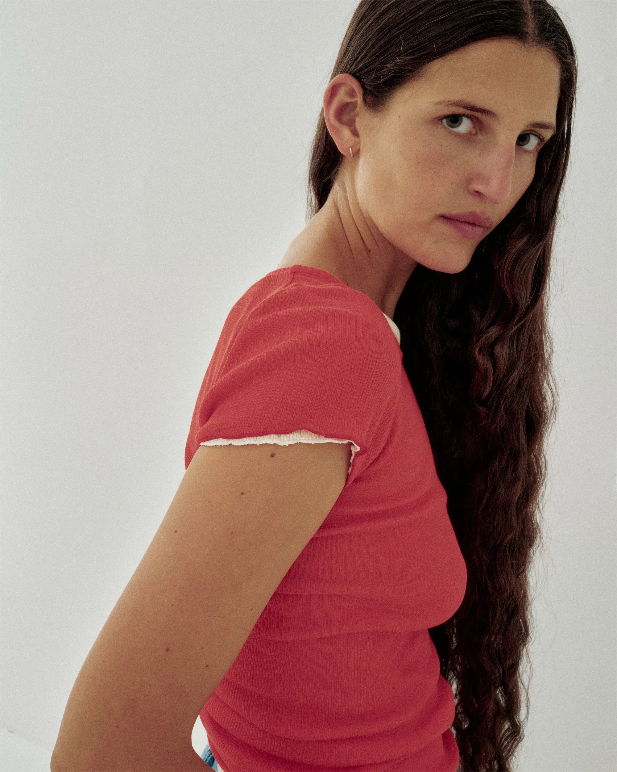 CAP SLEEVE TEE IN POPPY RED sold by Sayaka Davis product image thumbnail 4