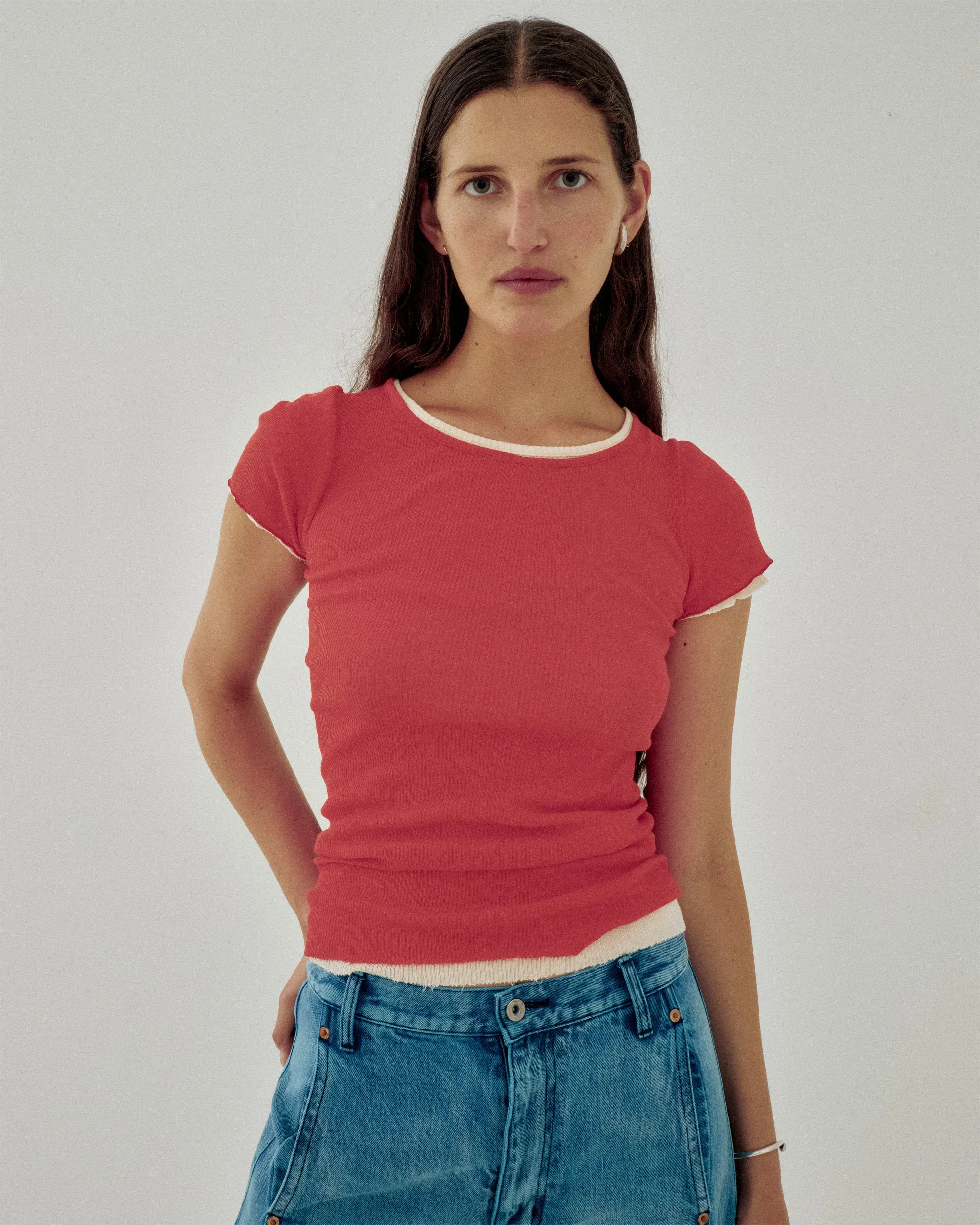CAP SLEEVE TEE IN POPPY RED sold by Sayaka Davis product image thumbnail 2