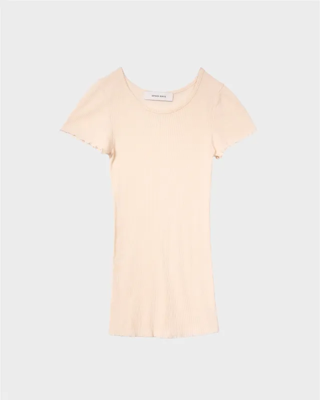 CAP SLEEVE TEE IN PEACH made by Sayaka Davis