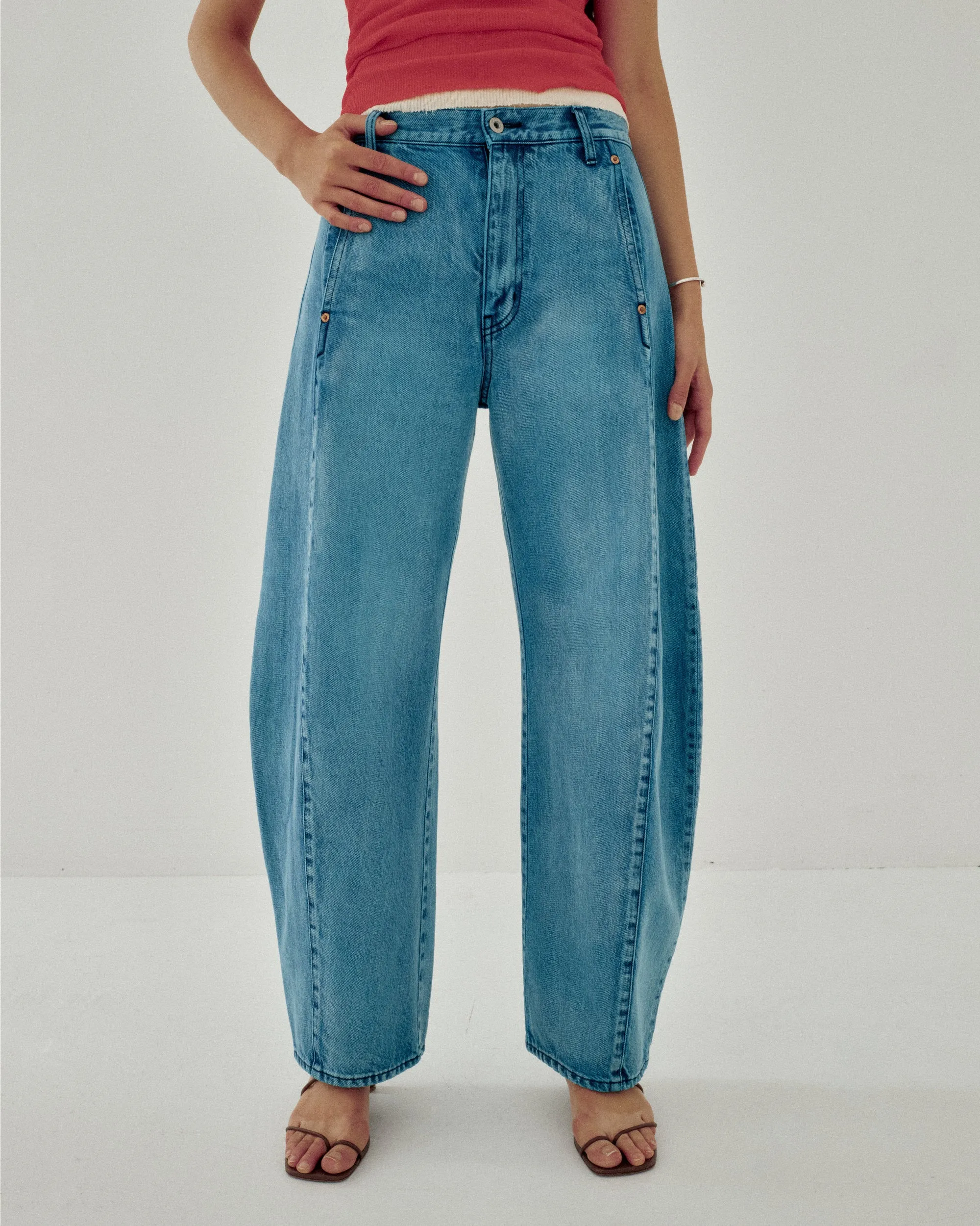 Barrel Denim in Aqua sold by Sayaka Davis