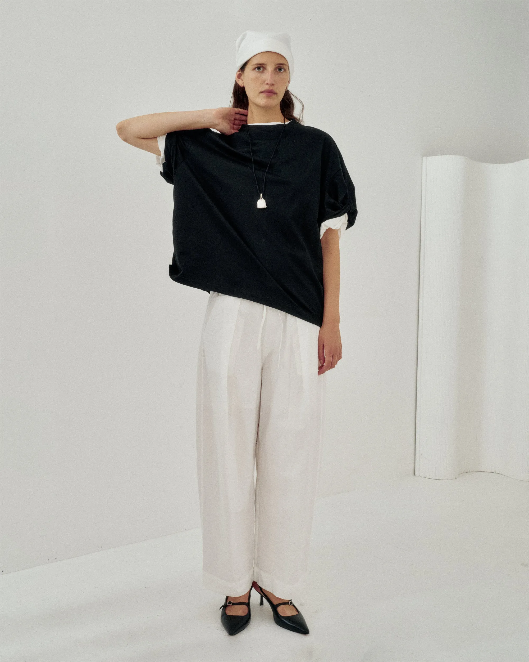 Oversized Twisted Sleeve Tee in Black sold by Sayaka Davis product image thumbnail 3