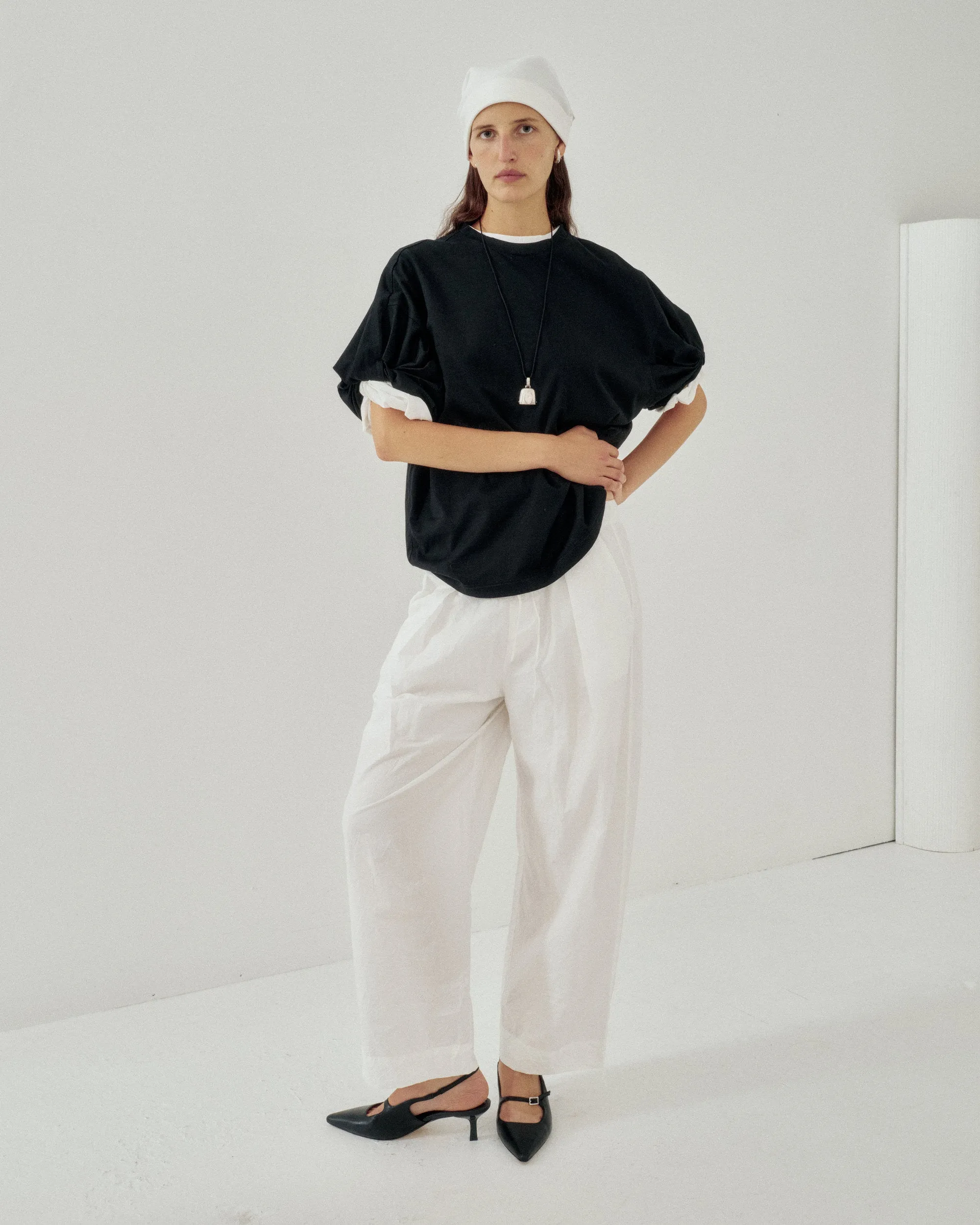 Oversized Twisted Sleeve Tee in Black sold by Sayaka Davis product image thumbnail 4