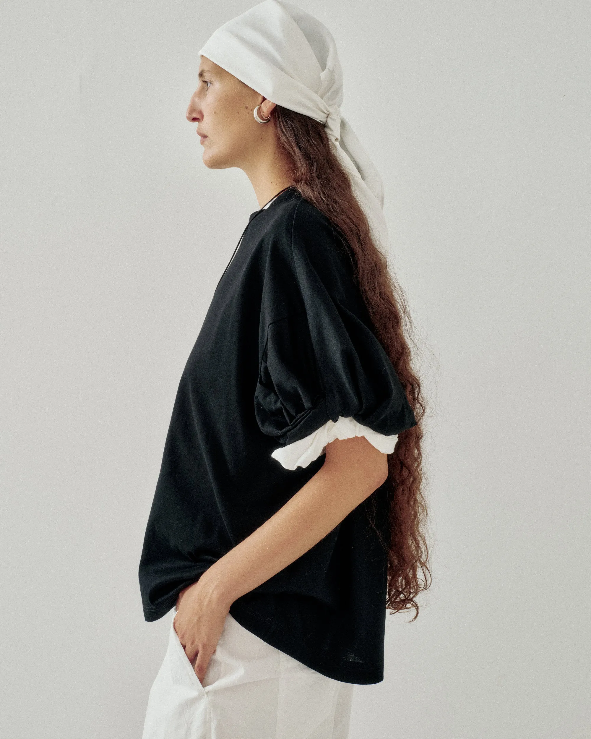 Oversized Twisted Sleeve Tee in Black sold by Sayaka Davis product image thumbnail 2