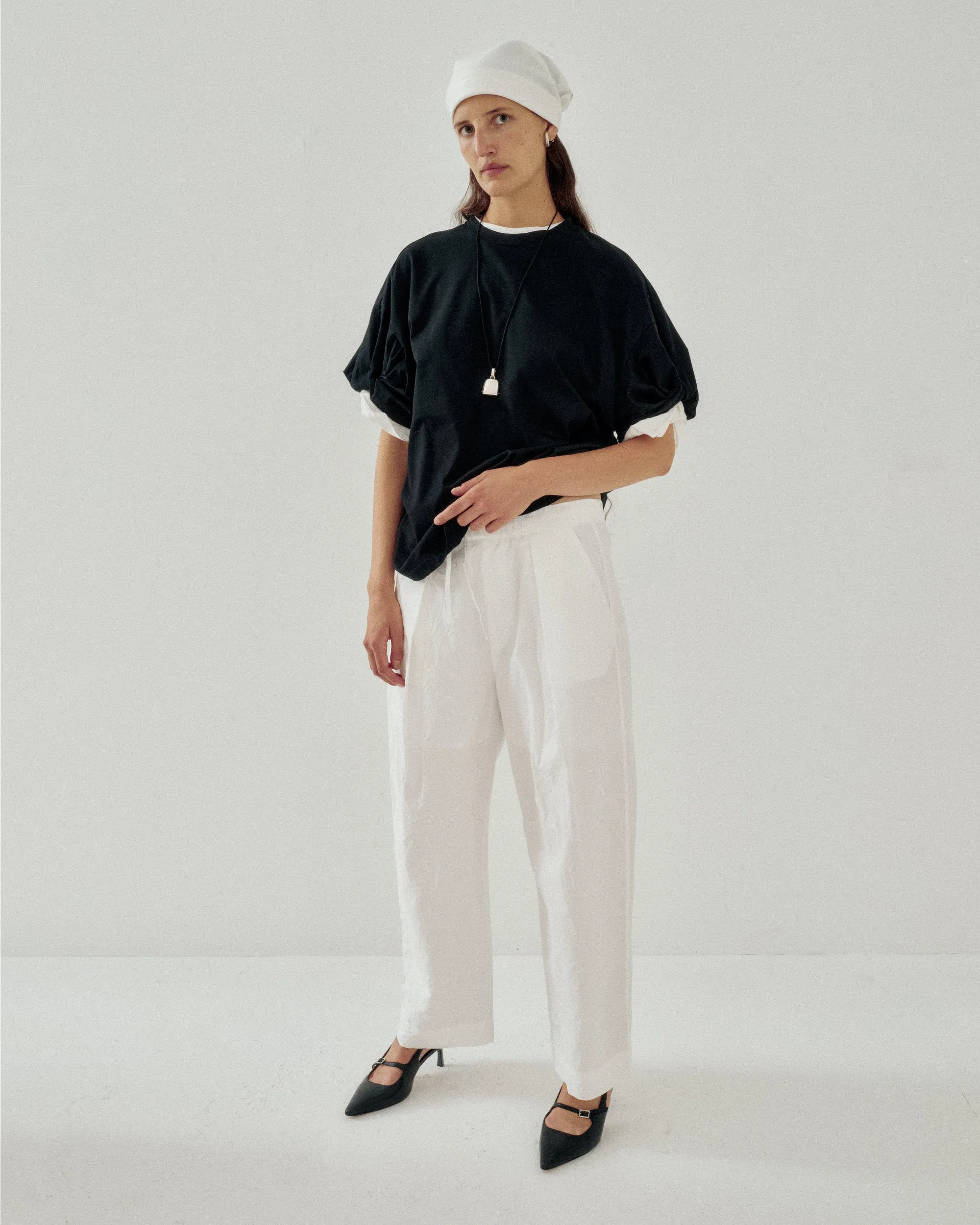 Oversized Twisted Sleeve Tee in Black sold by Sayaka Davis product image thumbnail 5