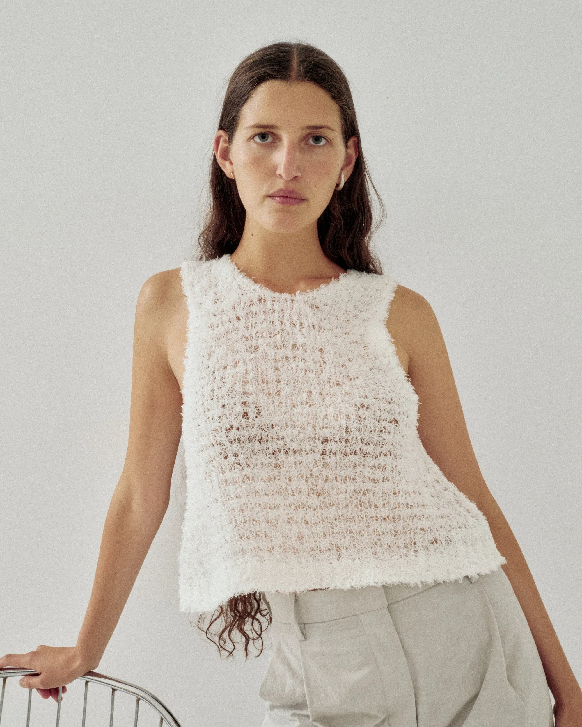 Linen Fur Tank in White sold by Sayaka Davis product image thumbnail 2