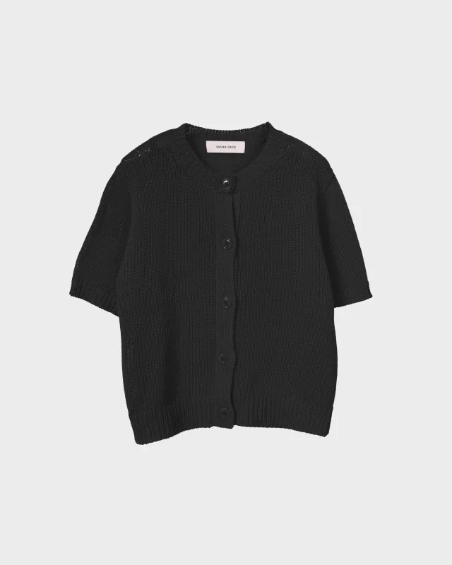 Tape Yarn Cardigan in Black made by Sayaka Davis