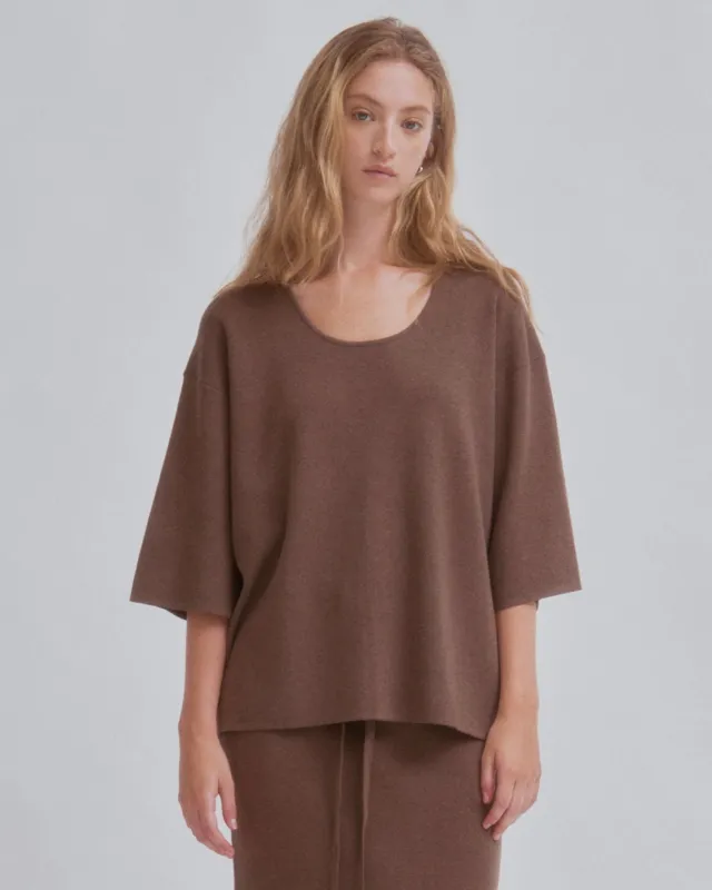 U-Neck Knit Tee in Wood made by Sayaka Davis