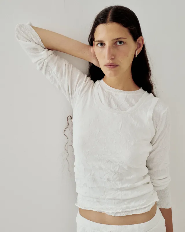Crinkled Pullover in White made by Sayaka Davis