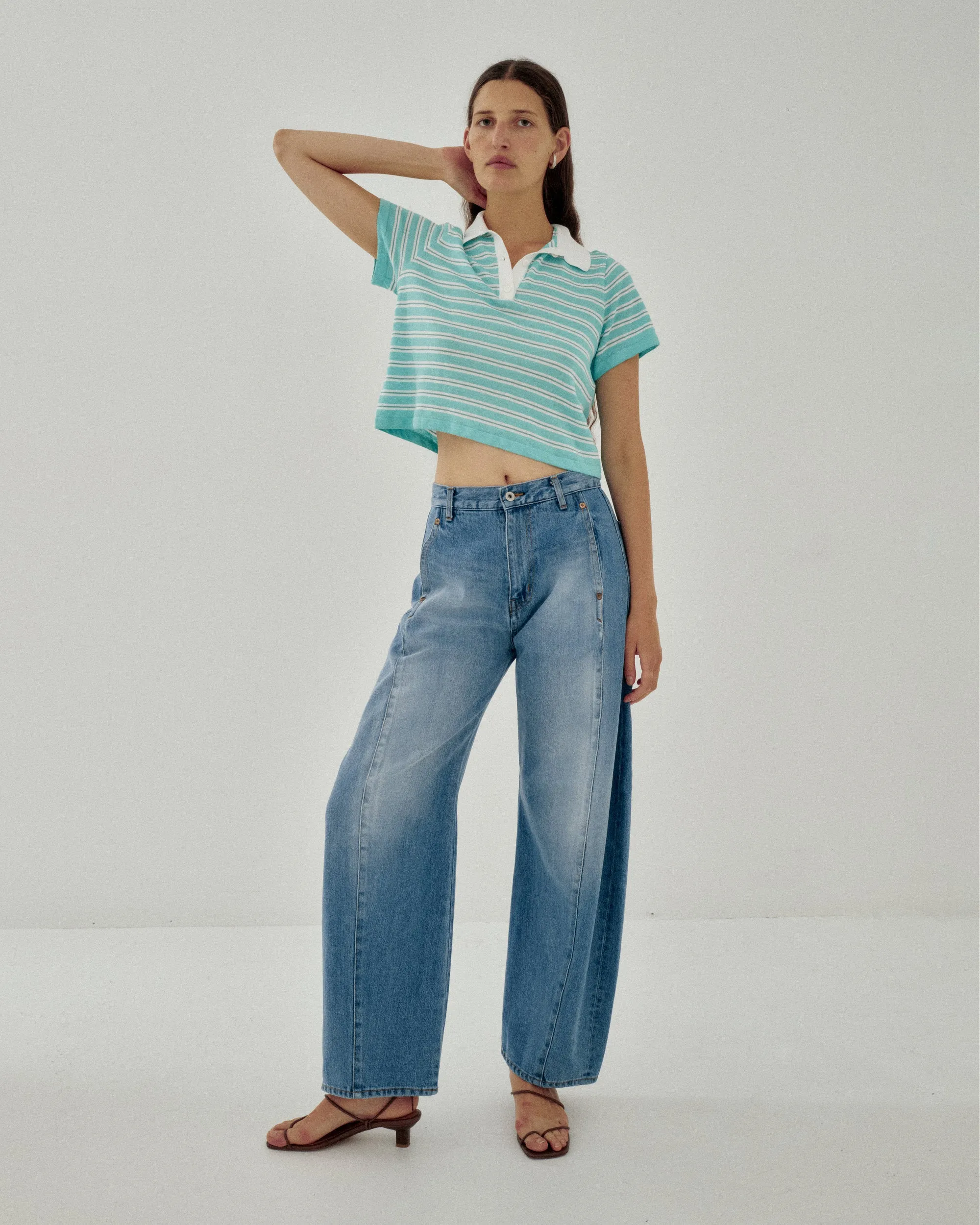 Striped Knit Polo in Spearmint sold by Sayaka Davis product image thumbnail 2