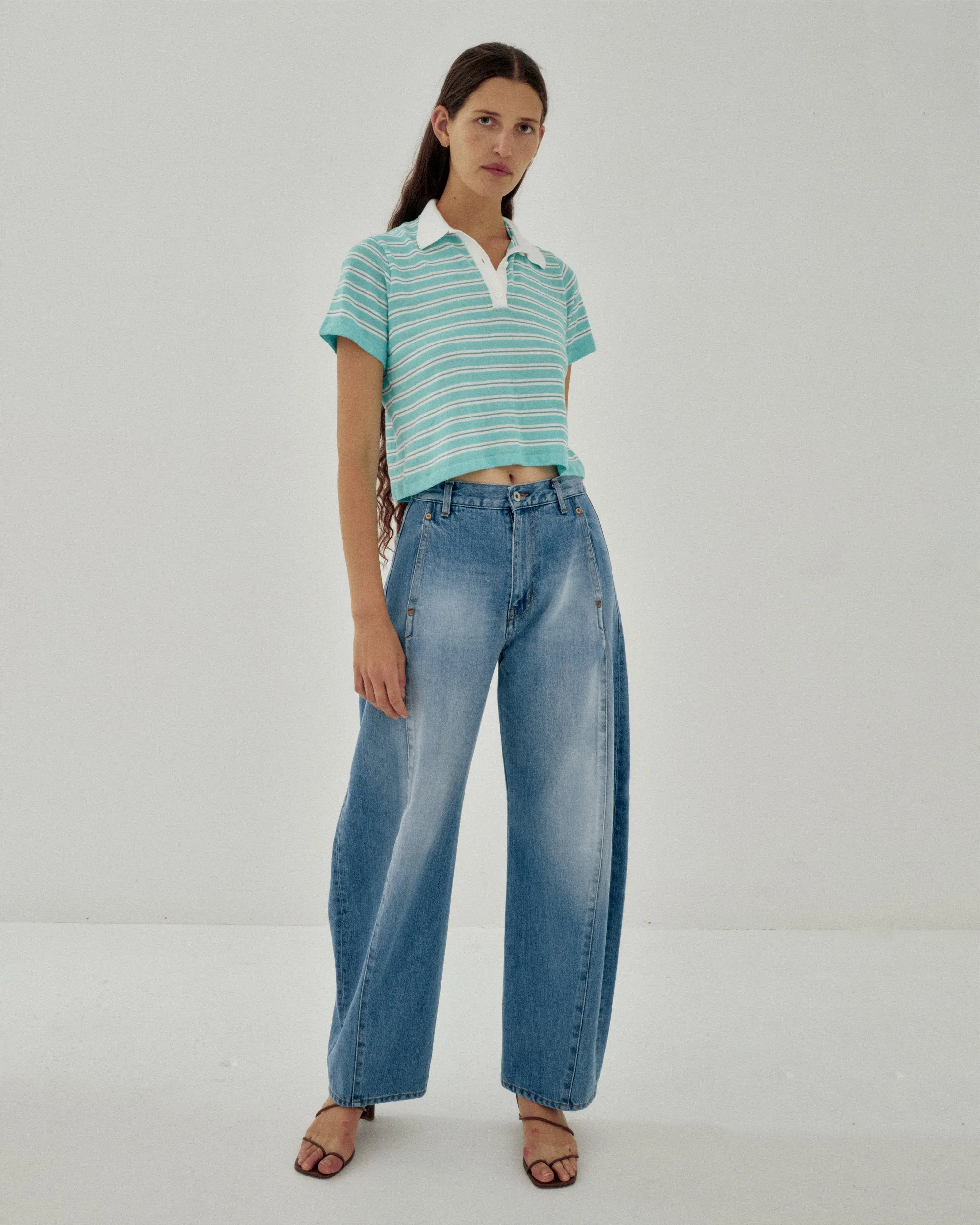 Striped Knit Polo in Spearmint sold by Sayaka Davis product image thumbnail 5