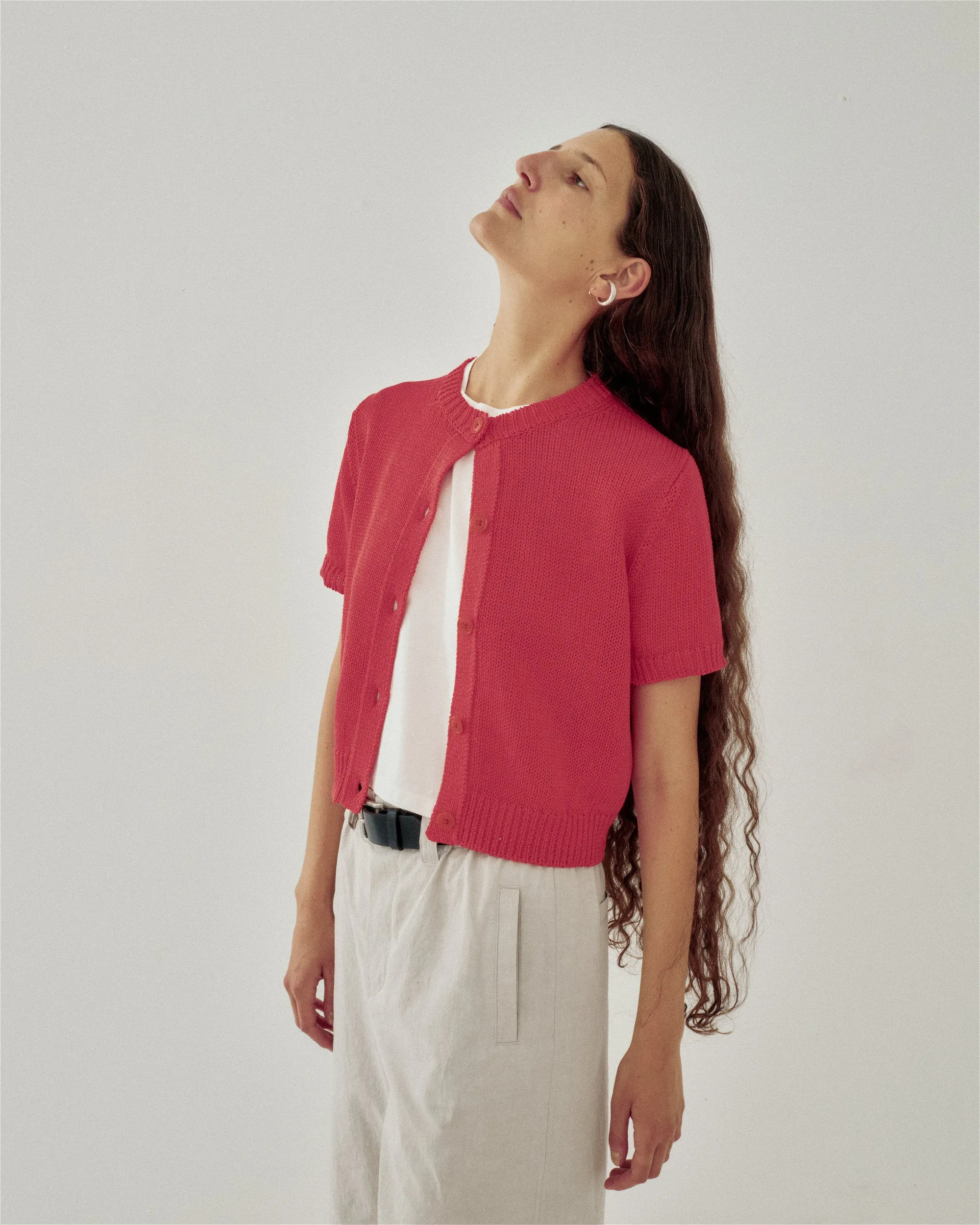 TAPE YARN CARDIGAN IN VERMILION sold by Sayaka Davis product image thumbnail 4