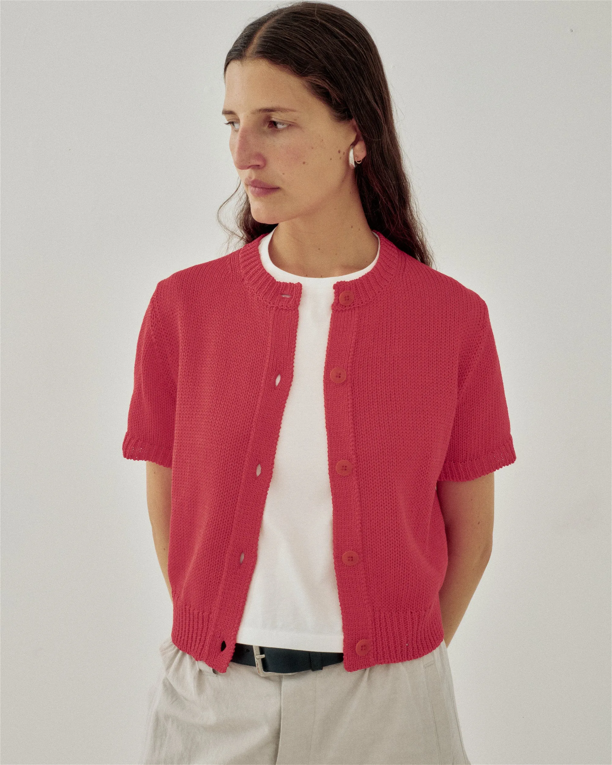 TAPE YARN CARDIGAN IN VERMILION sold by Sayaka Davis product image thumbnail 2