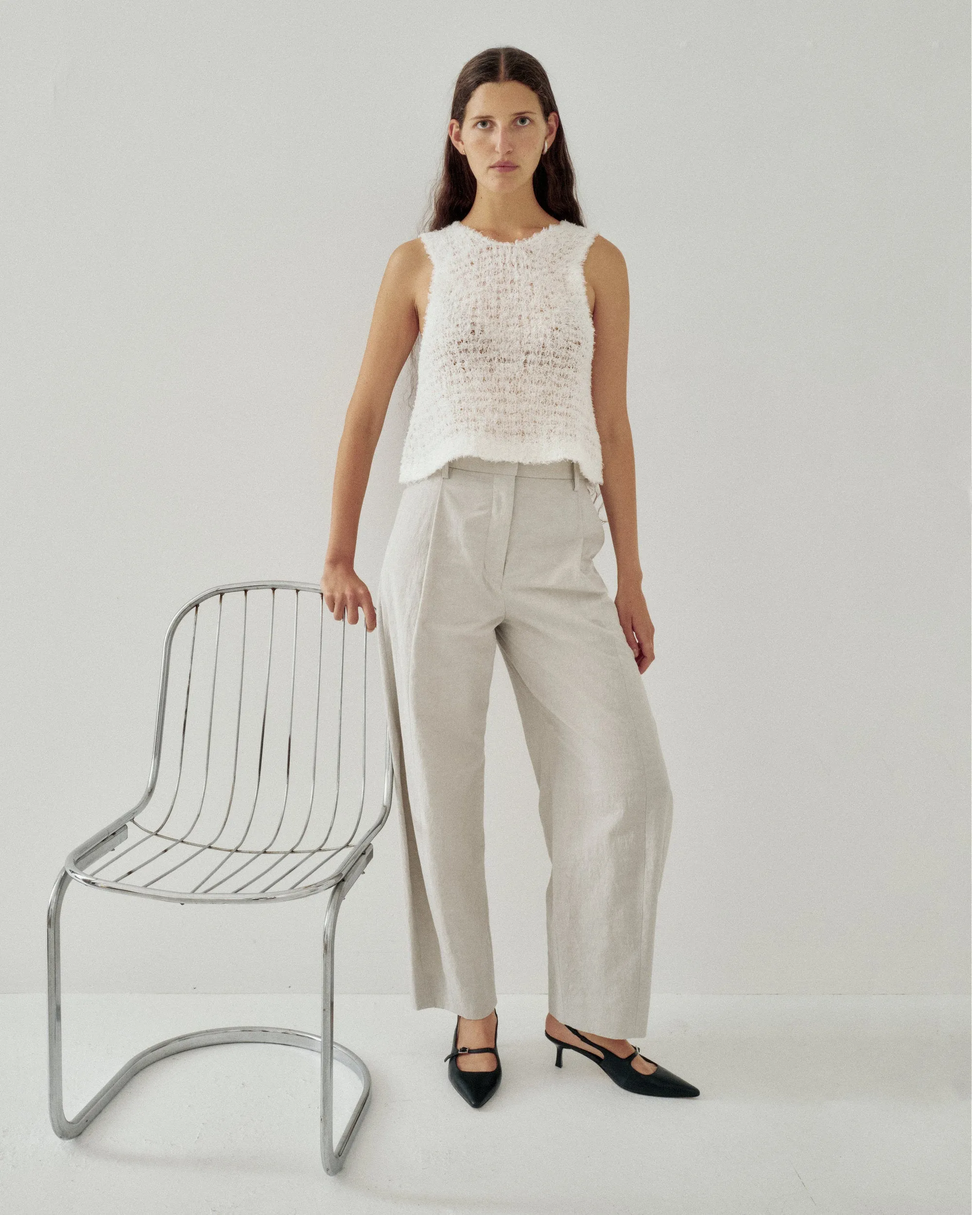 LINEN FUR TANK IN WHITE sold by Sayaka Davis product image thumbnail 4