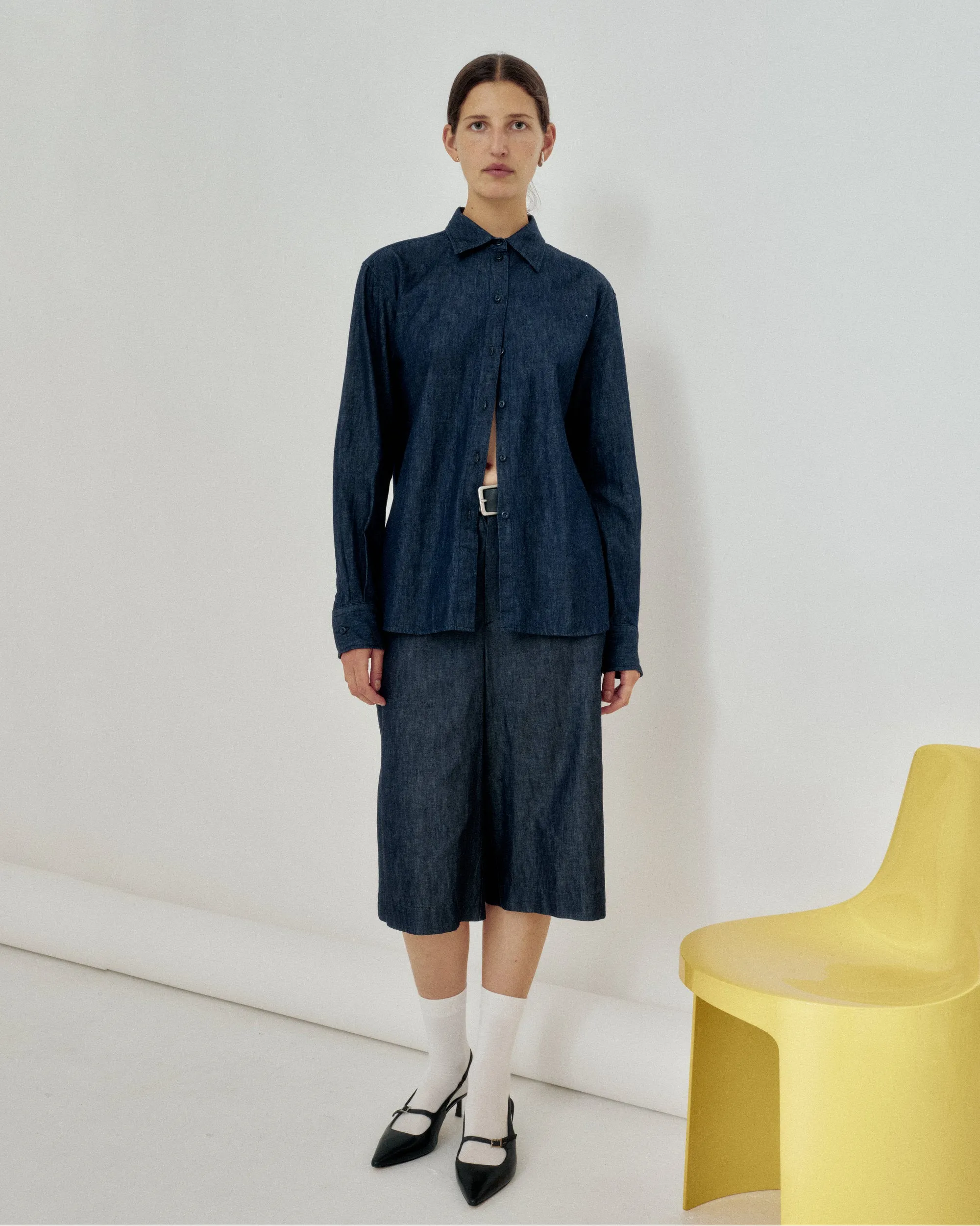 SLIM SHIRT IN INDIGO sold by Sayaka Davis product image thumbnail 3
