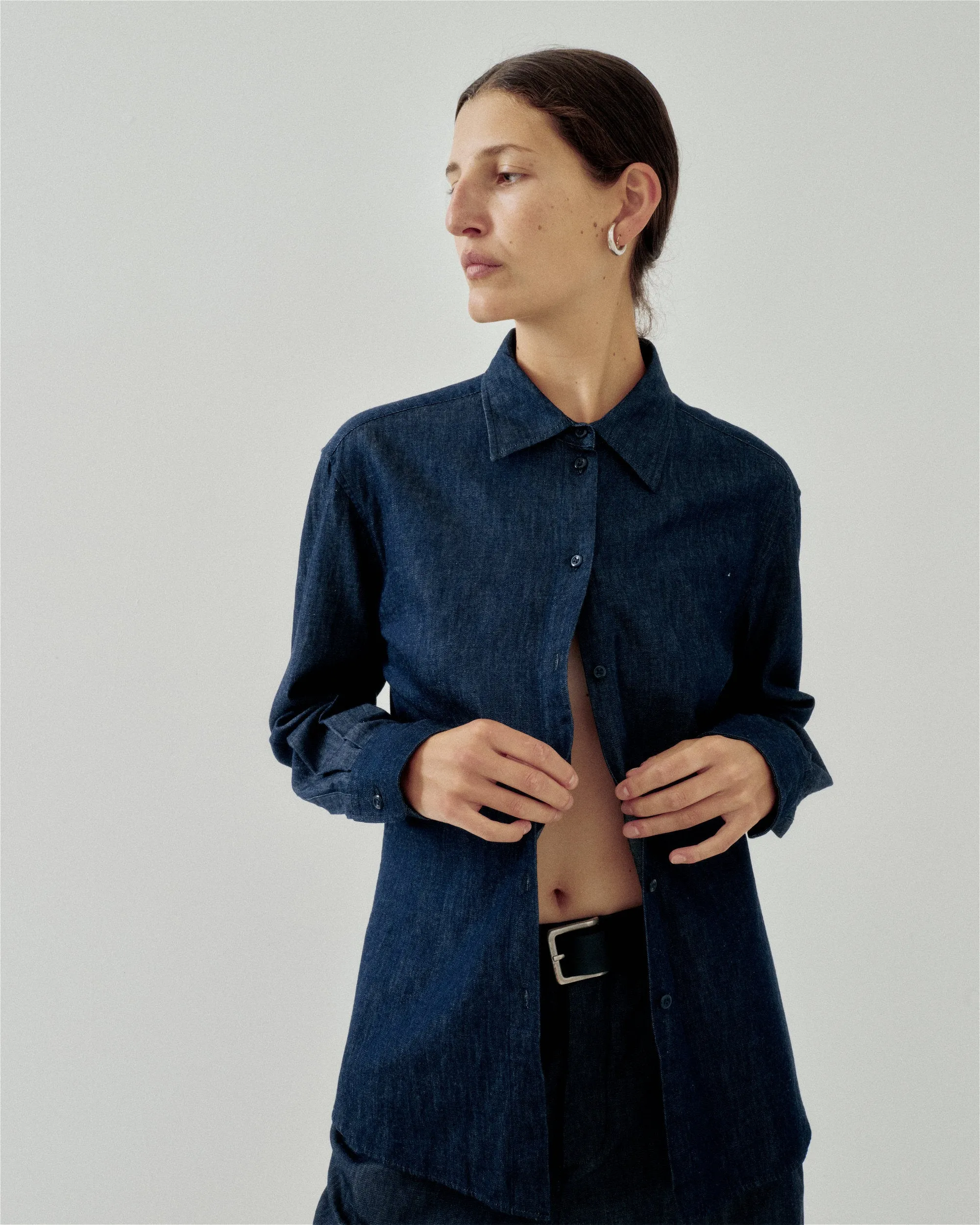SLIM SHIRT IN INDIGO sold by Sayaka Davis product image thumbnail 2