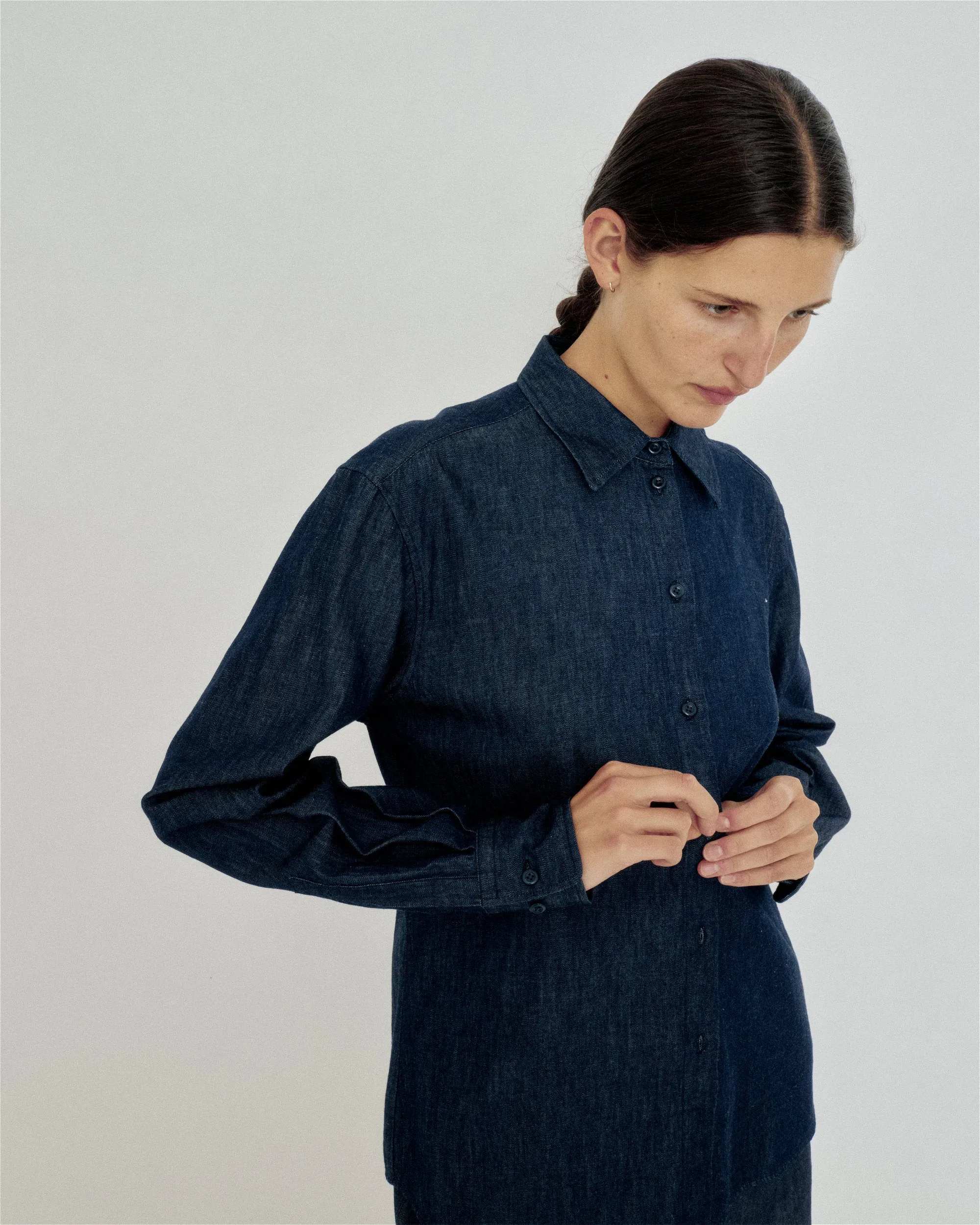 SLIM SHIRT IN INDIGO sold by Sayaka Davis product image thumbnail 5