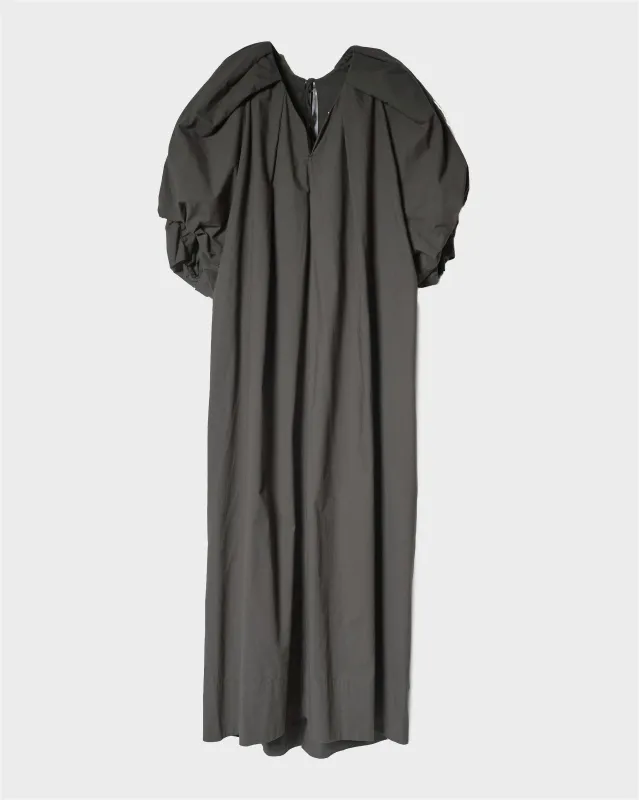 TUCKED COCOON DRESS IN NORI made by Sayaka Davis