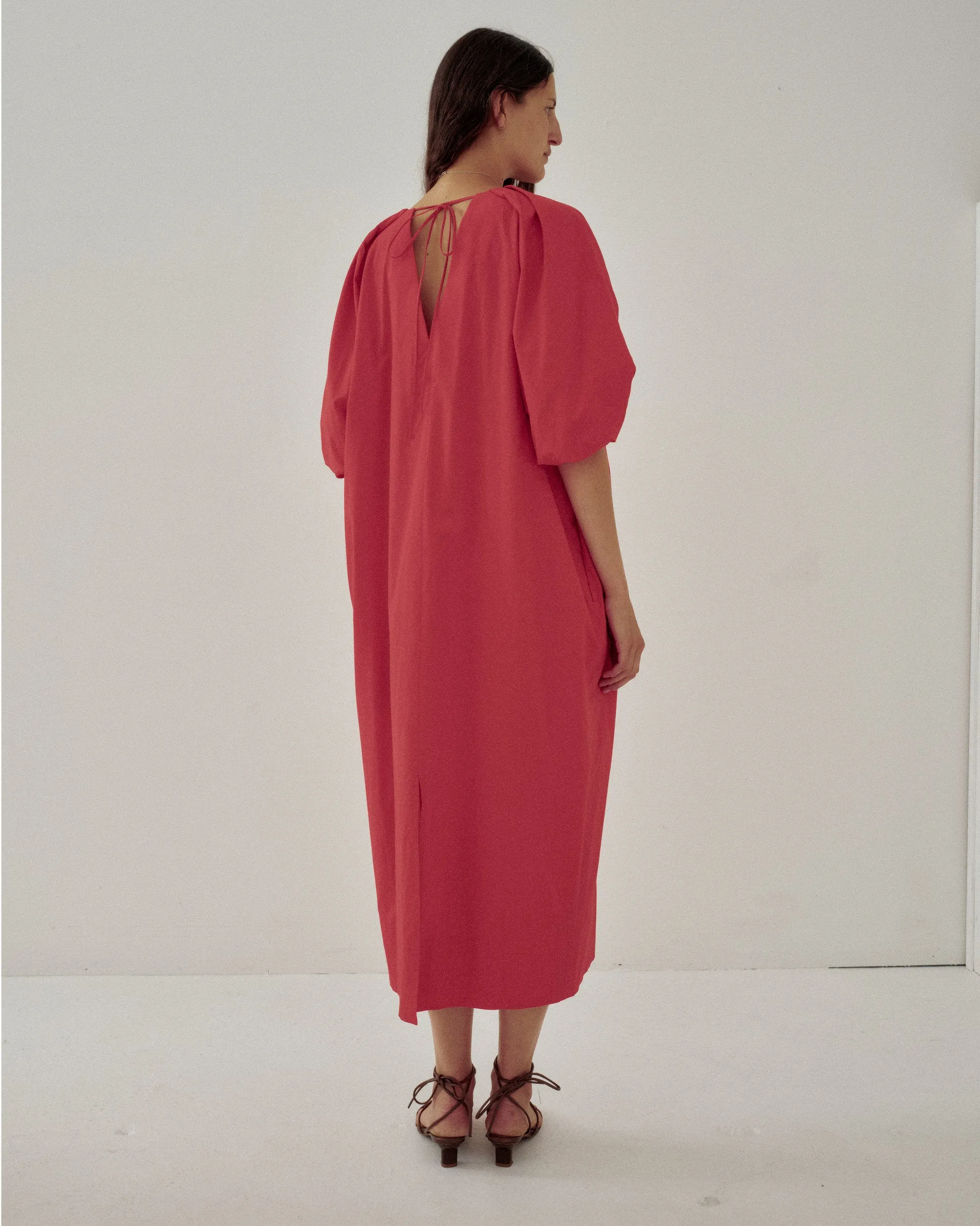 TUCKED COCOON DRESS IN VERMILION sold by Sayaka Davis product image thumbnail 5