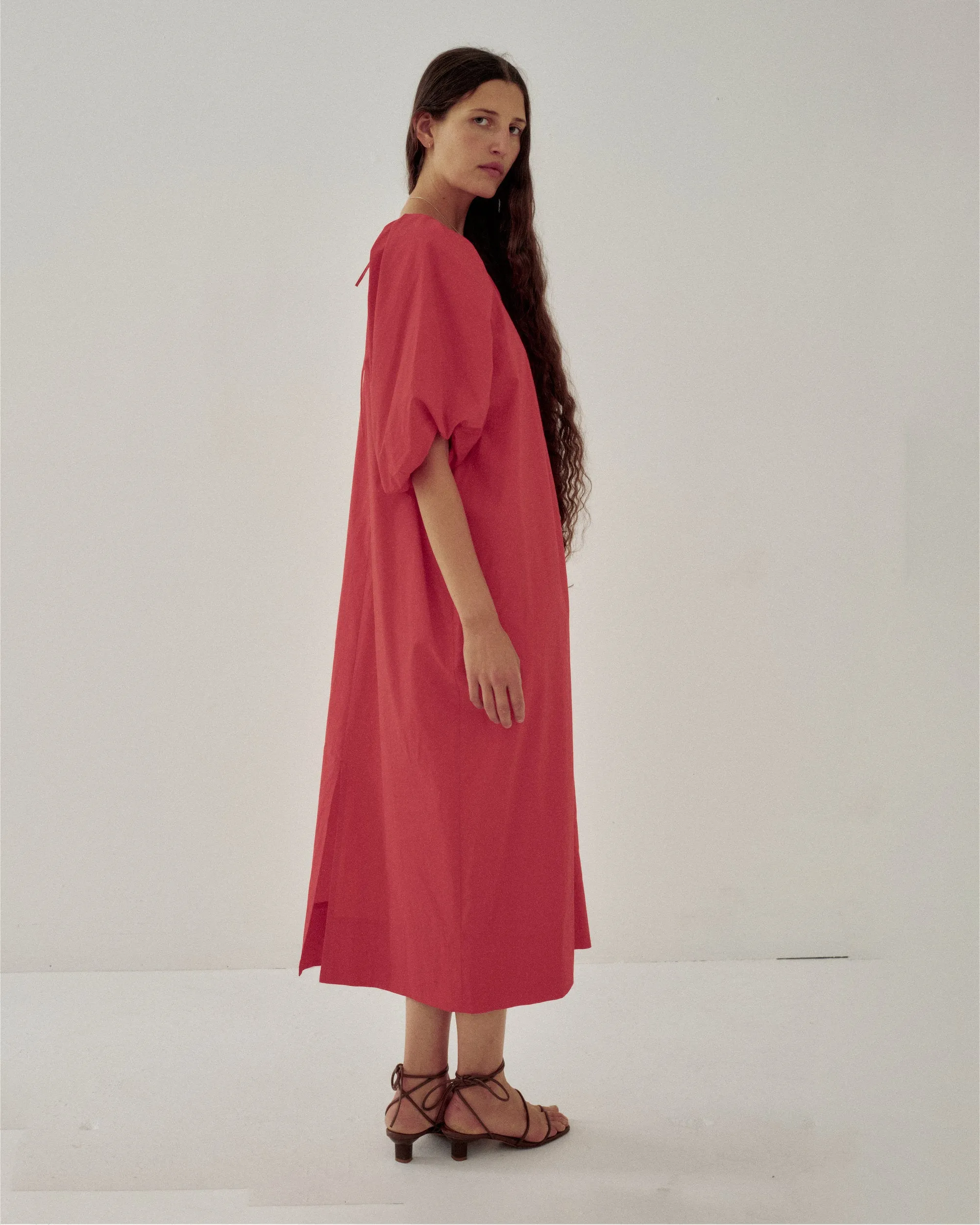 TUCKED COCOON DRESS IN VERMILION sold by Sayaka Davis product image thumbnail 2