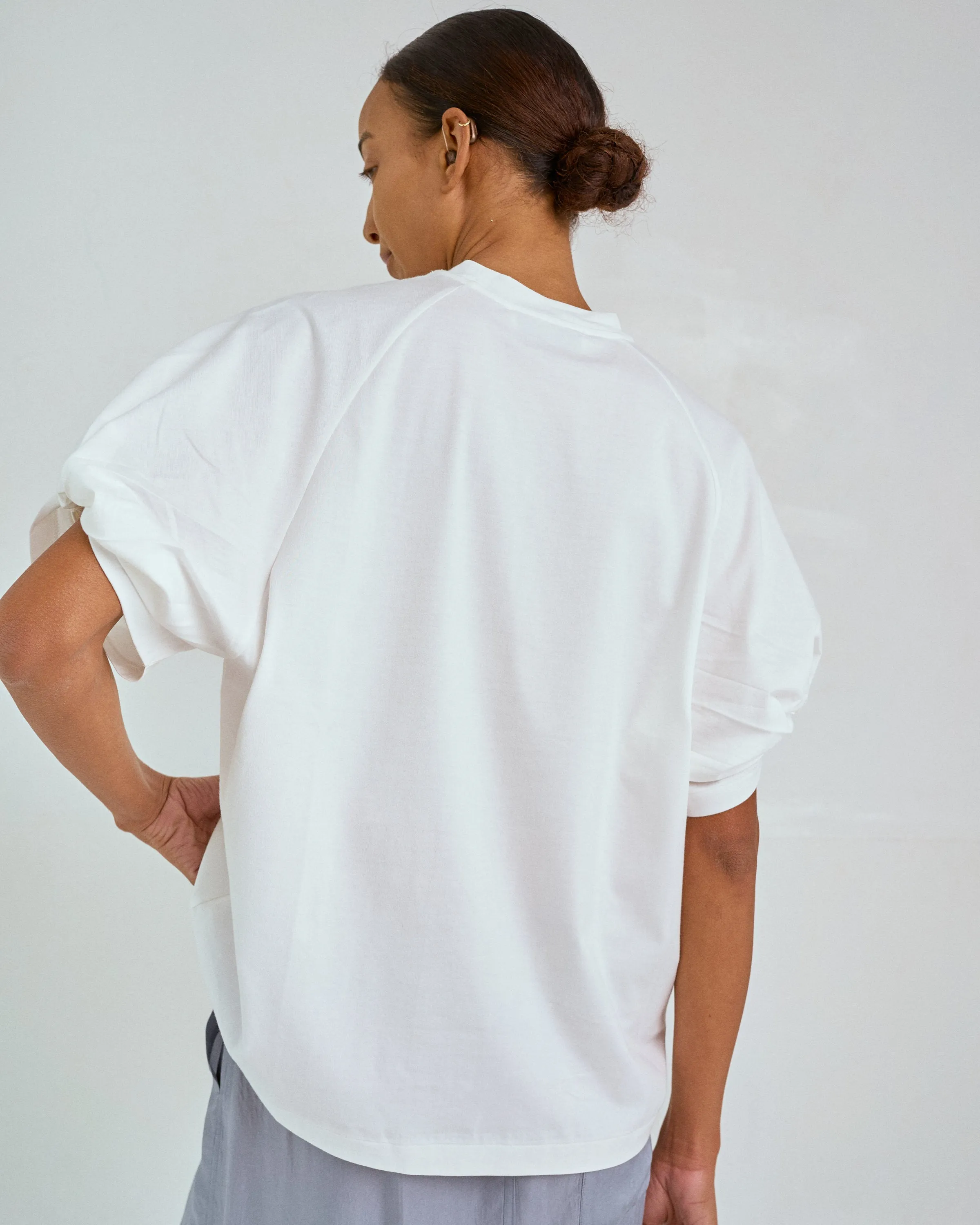 Oversized Twisted Sleeve Tee in White sold by Sayaka Davis product image thumbnail 4