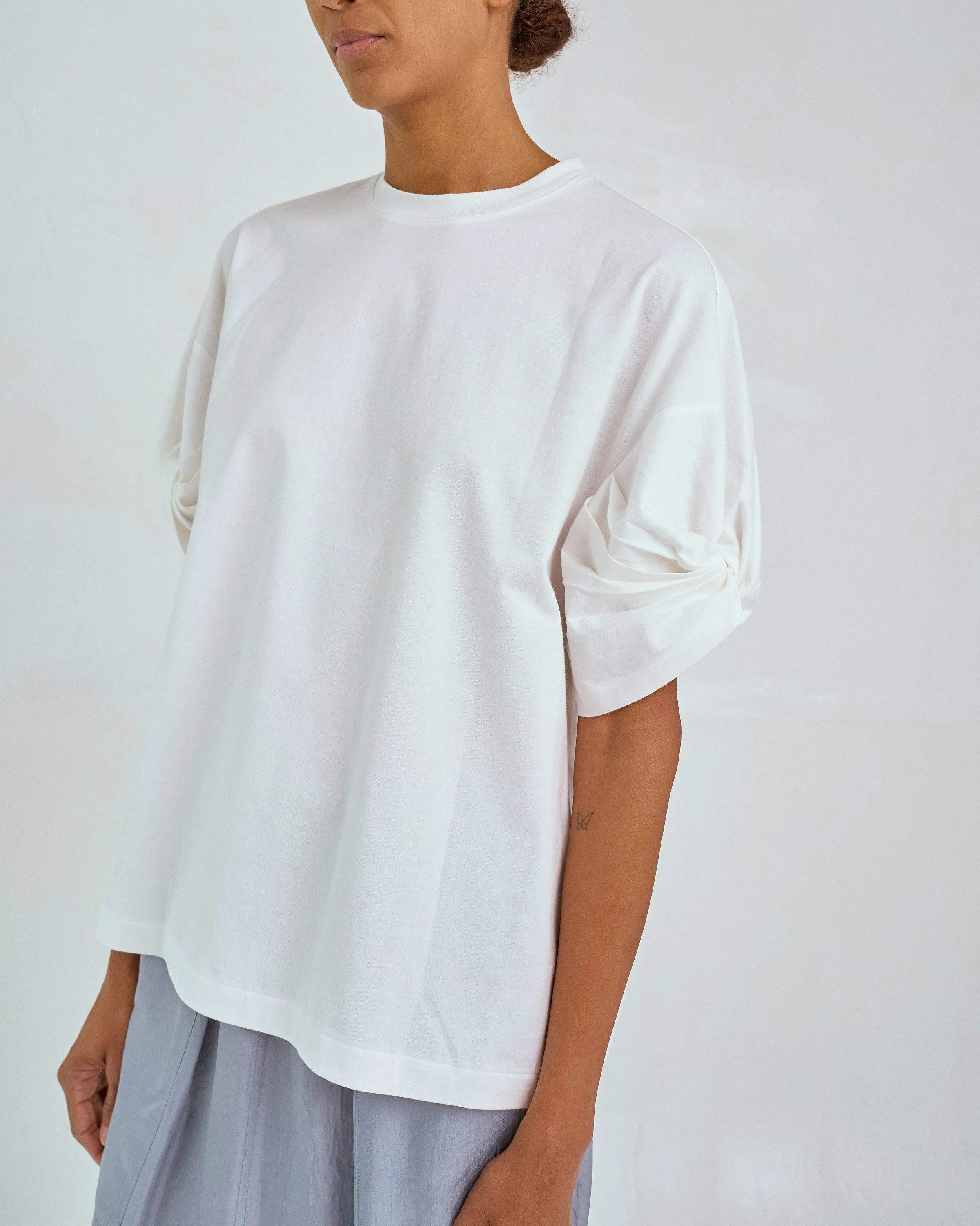 Oversized Twisted Sleeve Tee in White sold by Sayaka Davis product image thumbnail 5