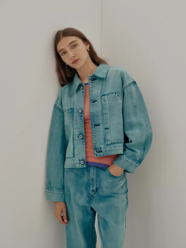 Us Pre Cropped Jacket in Aqua made by Sayaka Davis
