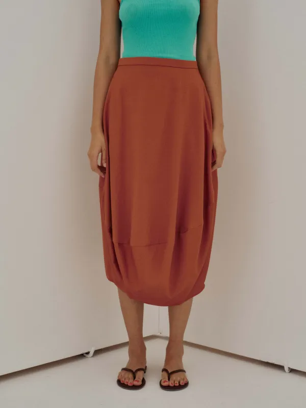 Us Pre Draped Skirt in Cognac made by Sayaka Davis