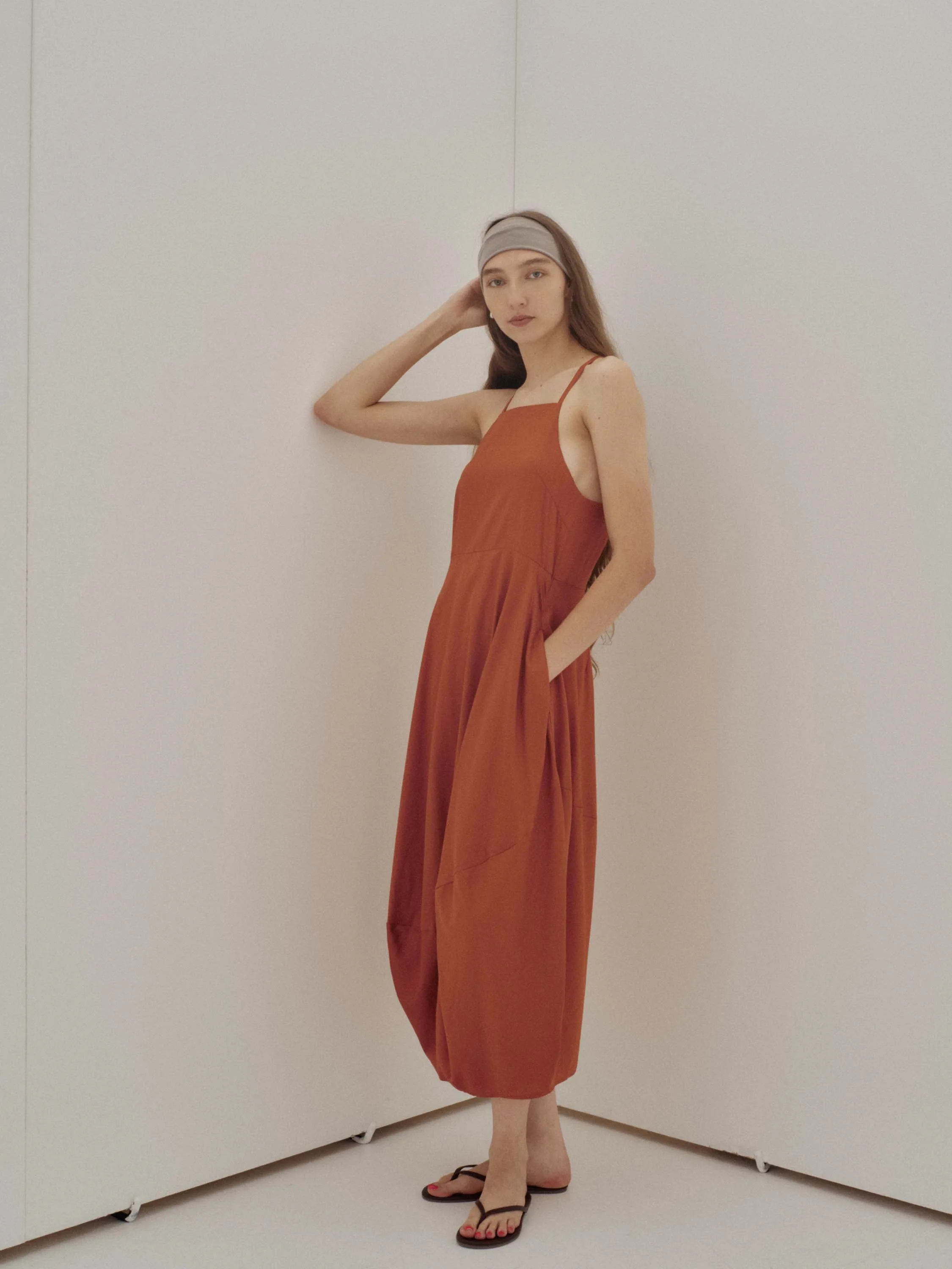 Us Pre Draped Dress in Cognac sold by Sayaka Davis product image thumbnail 3