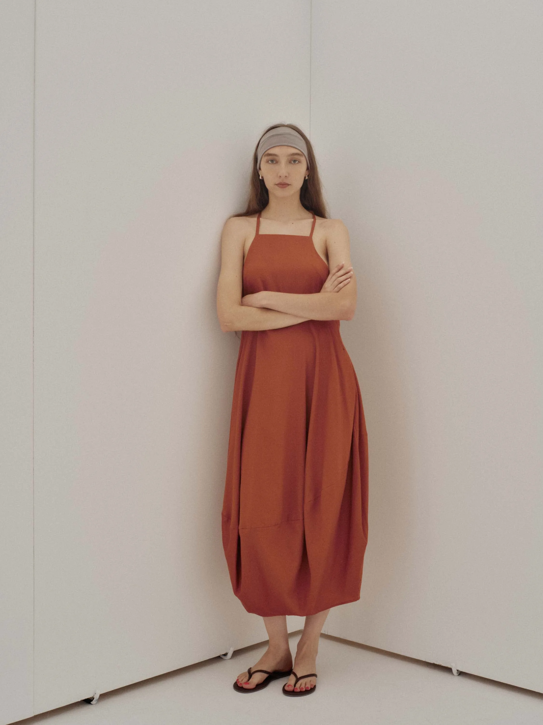Us Pre Draped Dress in Cognac sold by Sayaka Davis product image thumbnail 2