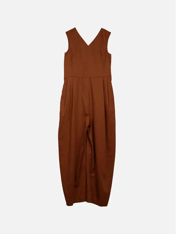 Us Pre V-Neck Jumpsuit in Cognac made by Sayaka Davis
