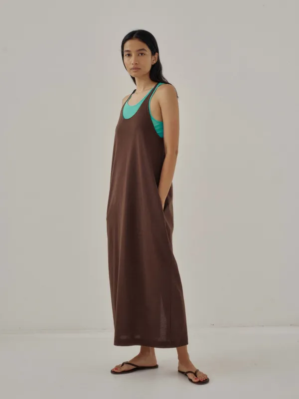 Us Pre Halter Jersey Dress in Brown made by Sayaka Davis