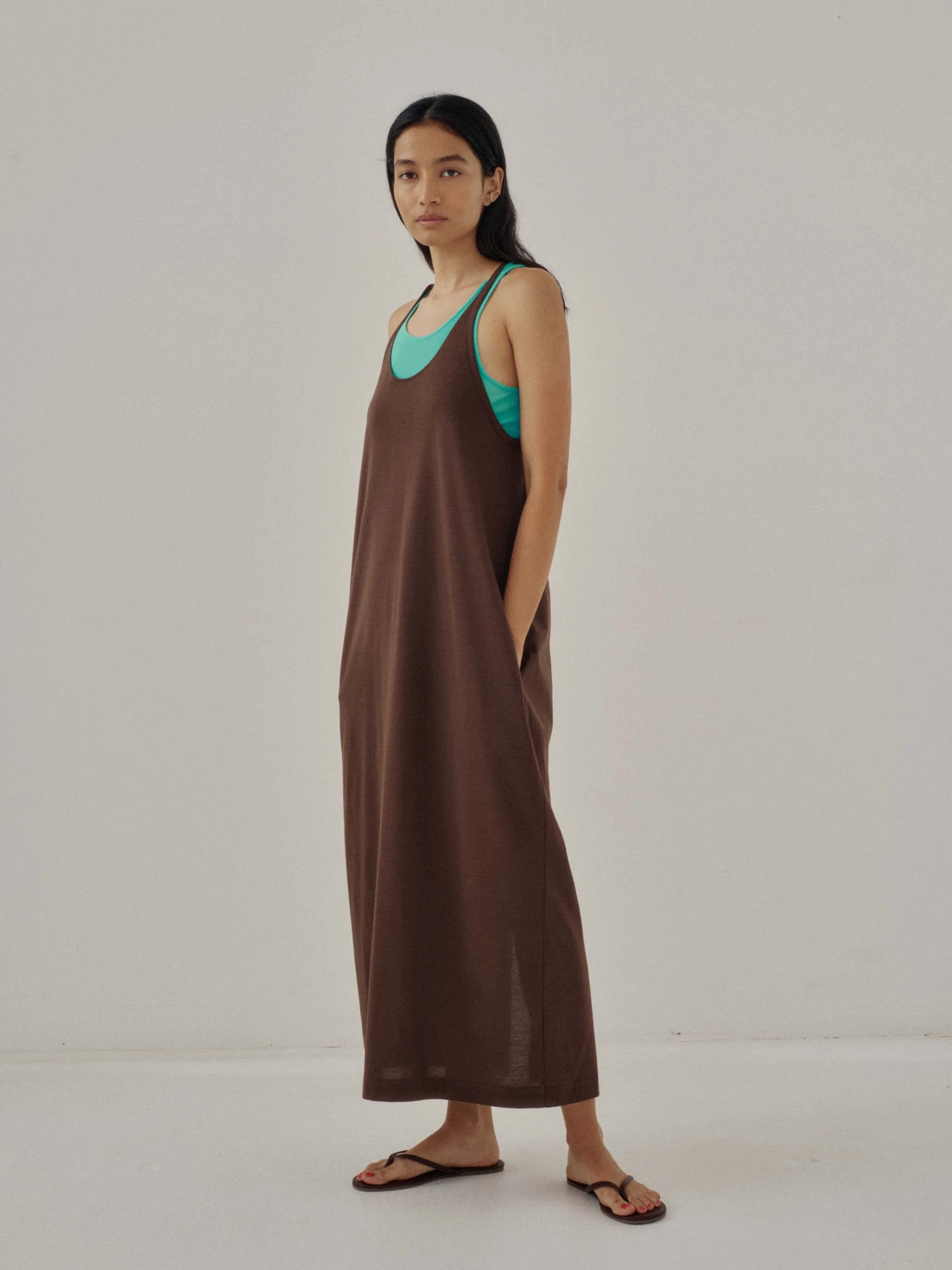 Us Pre Halter Jersey Dress in Brown sold by Sayaka Davis