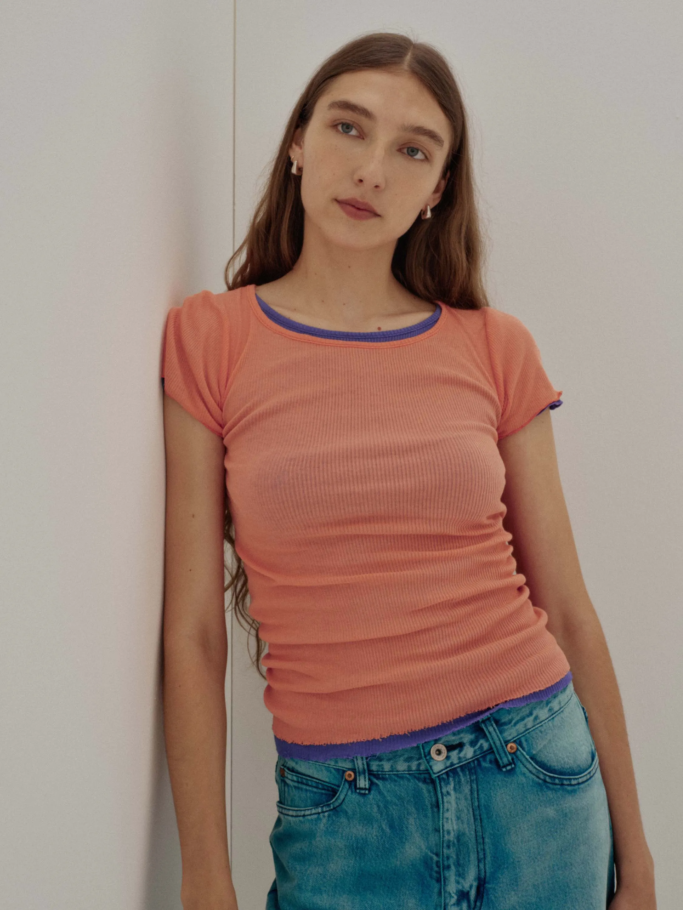 Us Pre Cap Sleeve Tee in Fusion Coral sold by Sayaka Davis product image thumbnail 2
