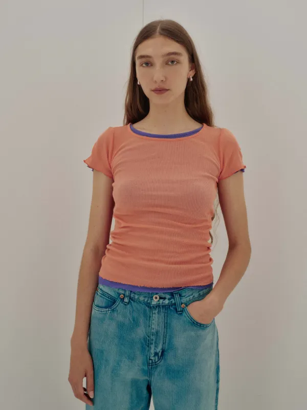 Us Pre Cap Sleeve Tee in Fusion Coral made by Sayaka Davis