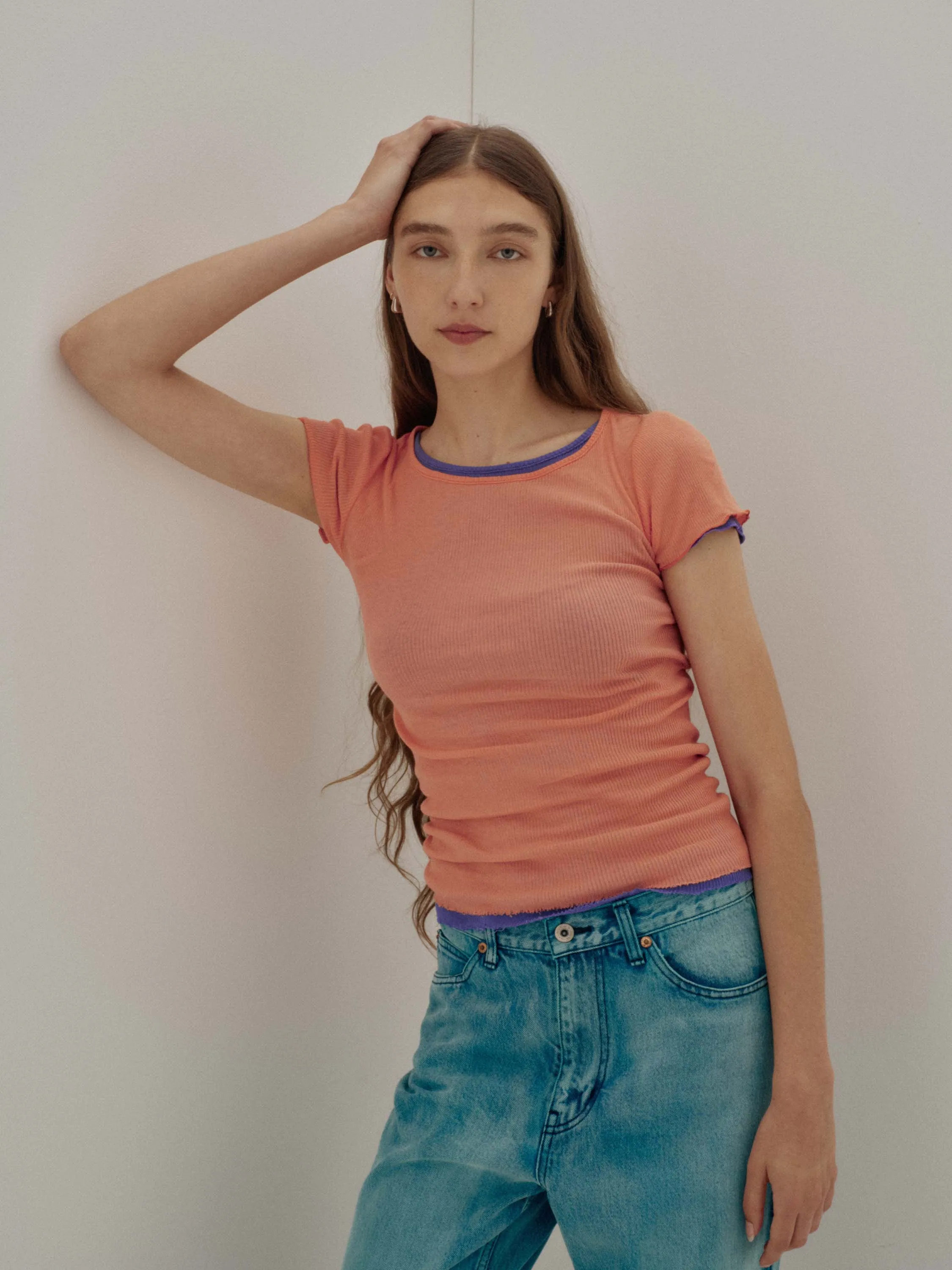 Us Pre Cap Sleeve Tee in Fusion Coral sold by Sayaka Davis product image thumbnail 4