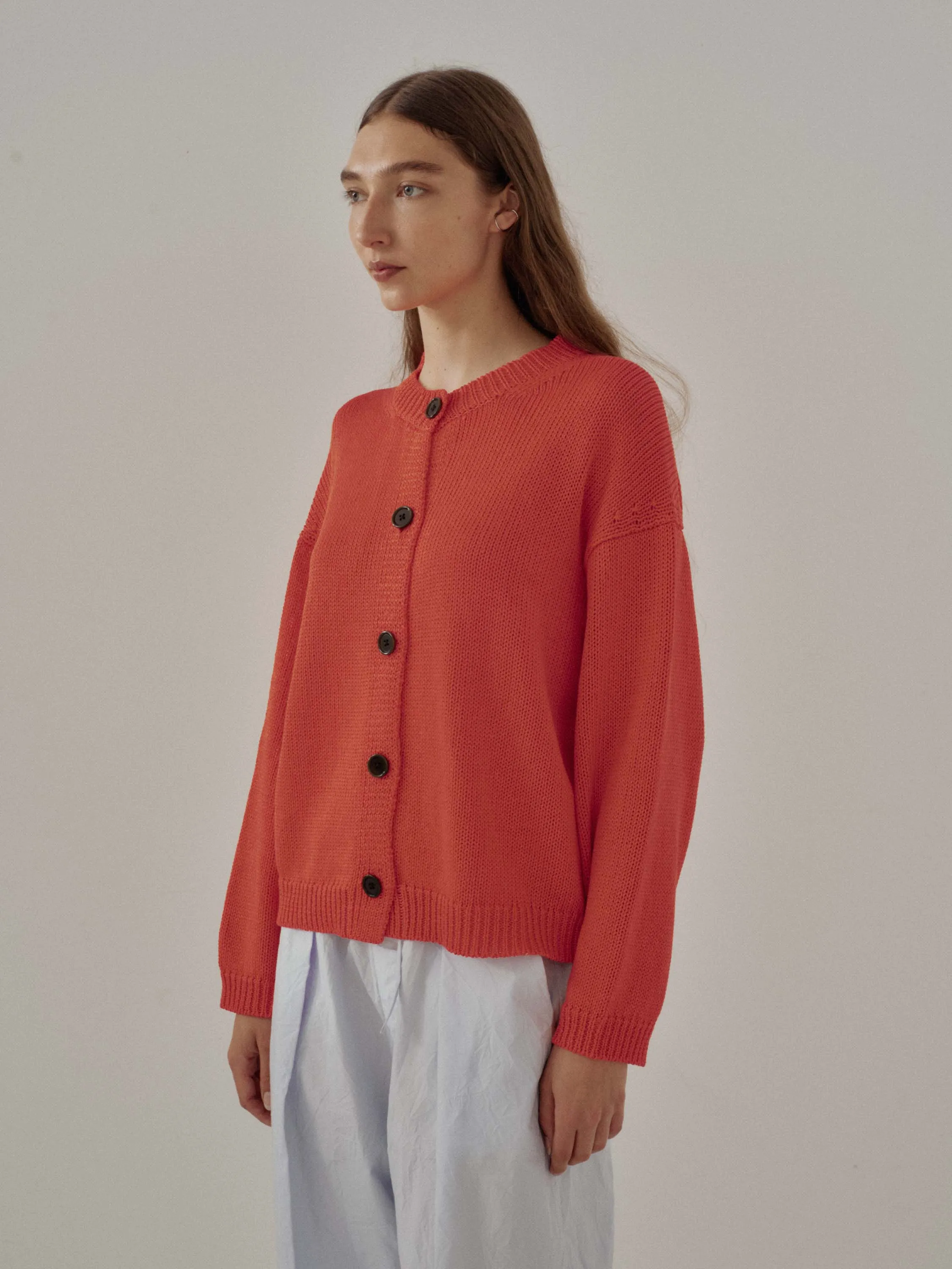 Us Pre Crew Neck Cardigan in Red Orange sold by Sayaka Davis product image thumbnail 3
